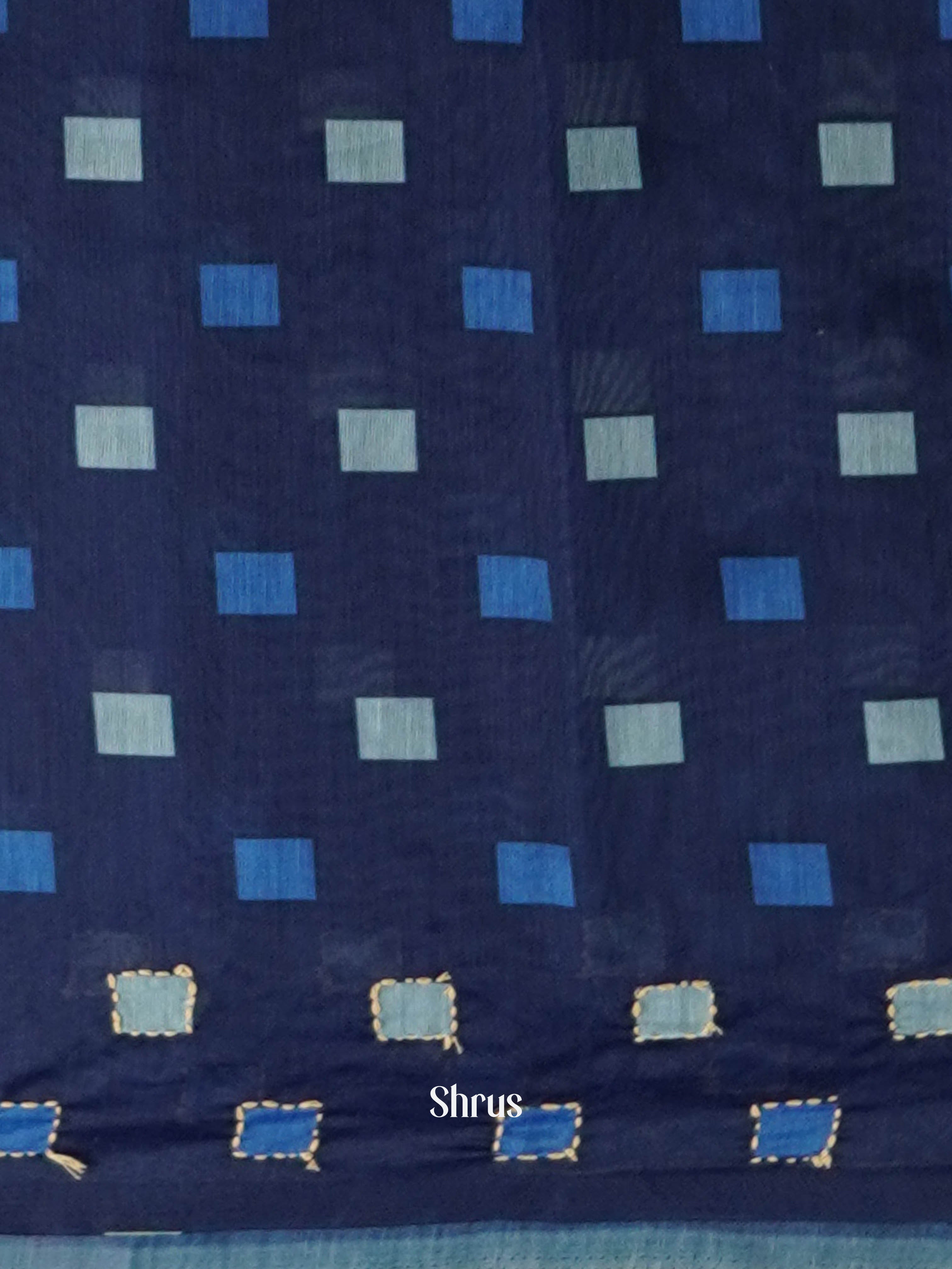 Blue - Semi Kantha Saree - Shop on ShrusEternity.com