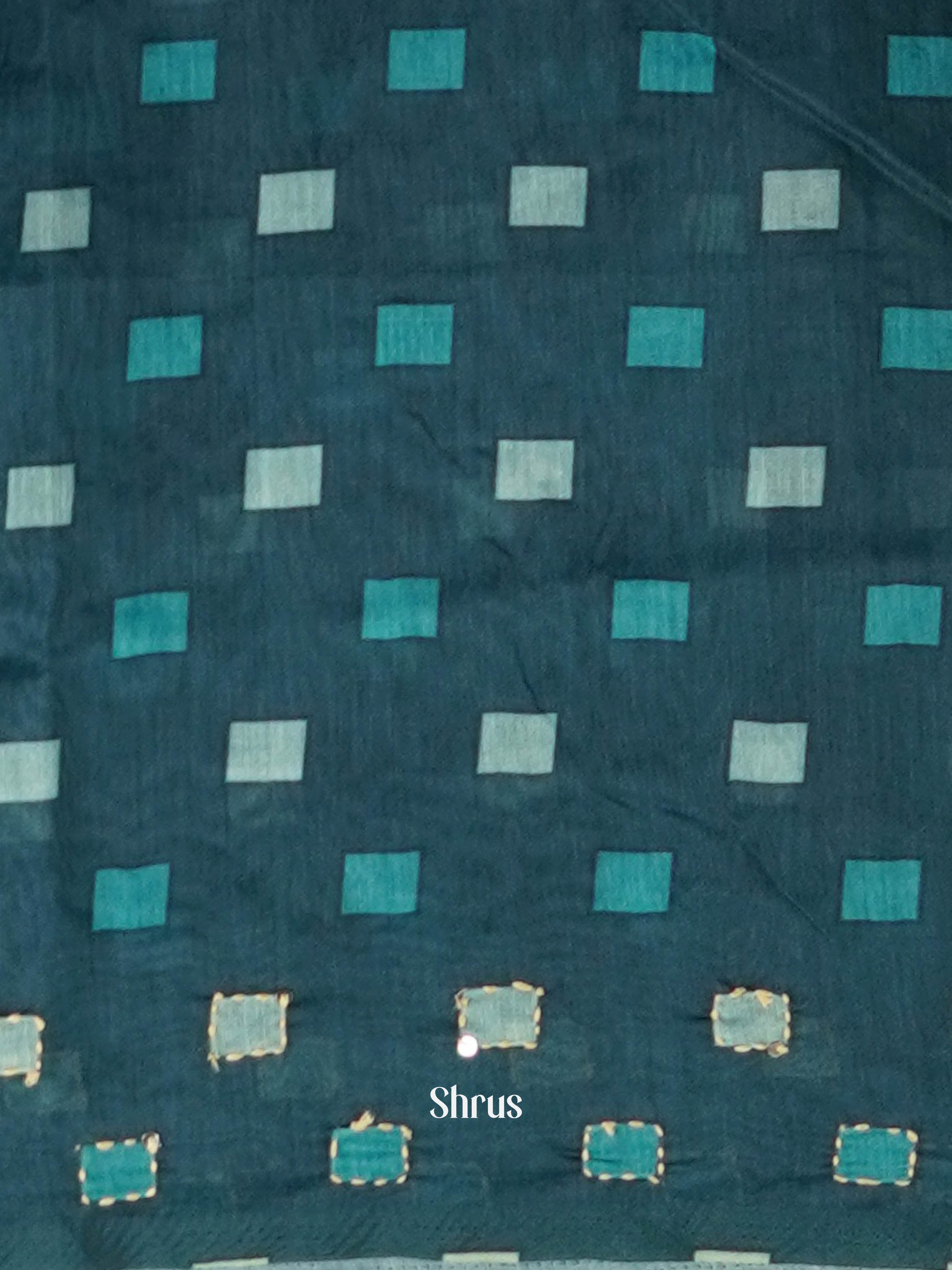 Bluish Green - Semi Kantha Saree - Shop on ShrusEternity.com