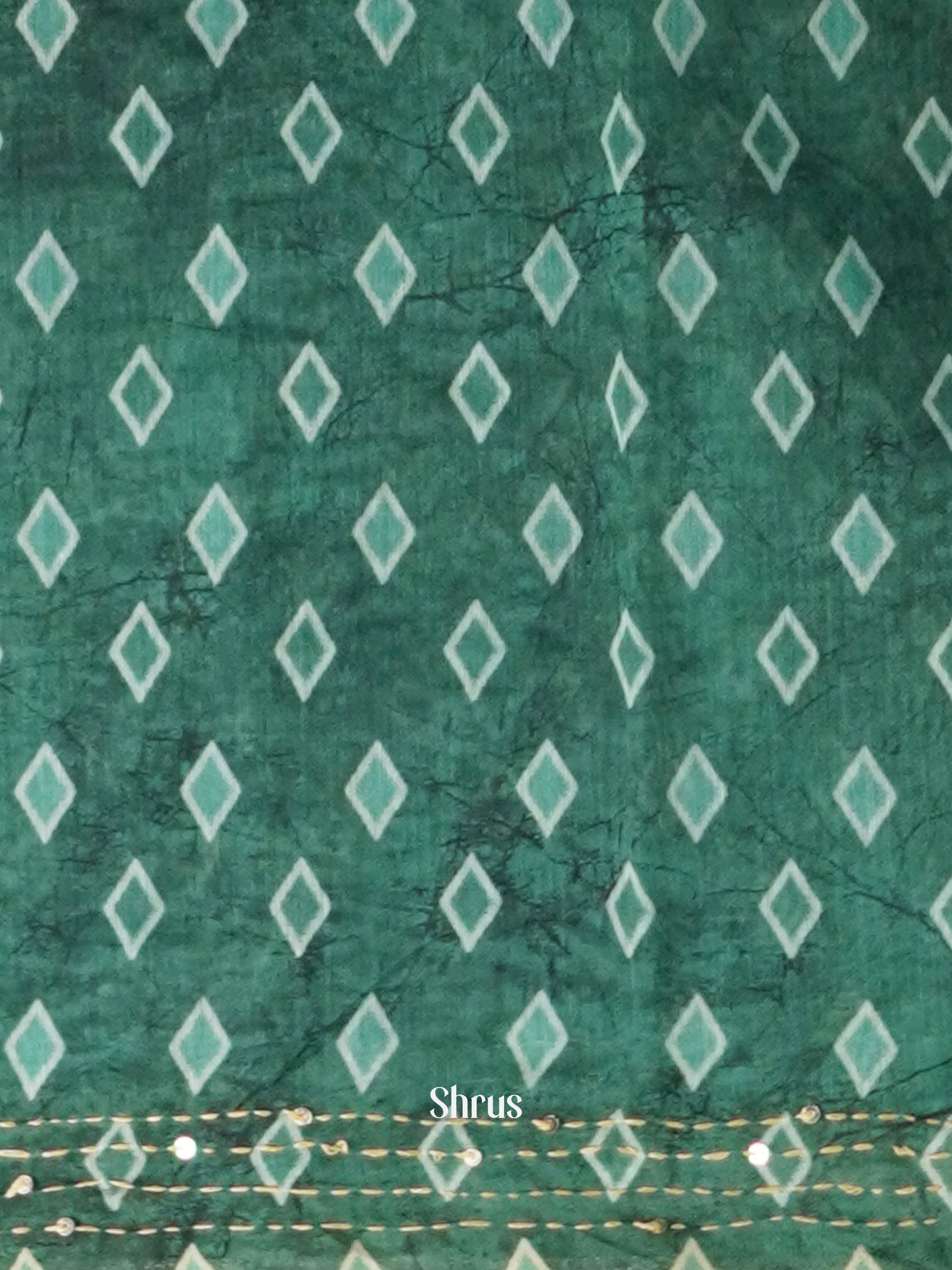 Pale Green - Semi Kantha Saree - Shop on ShrusEternity.com