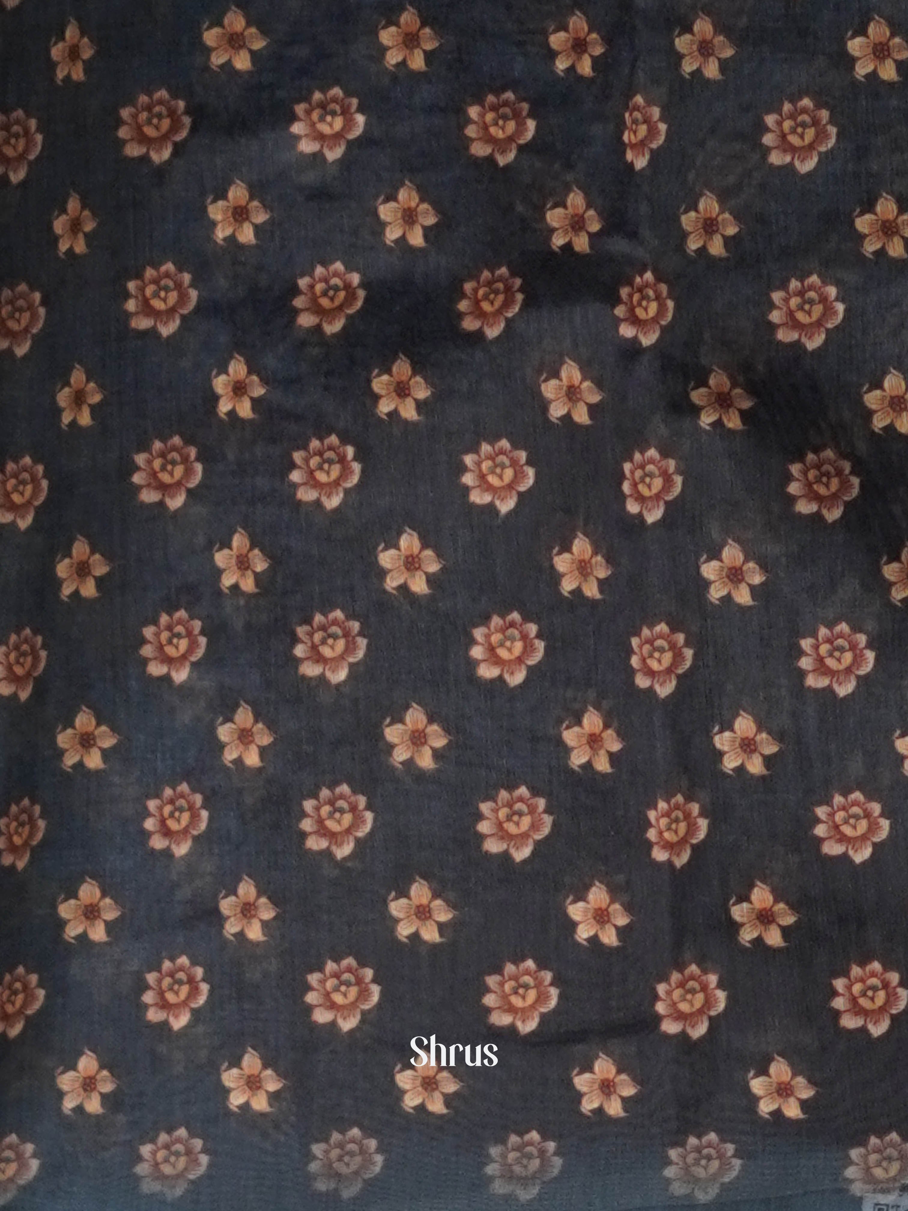 Grey & Blue - Semi Kantha Saree - Shop on ShrusEternity.com