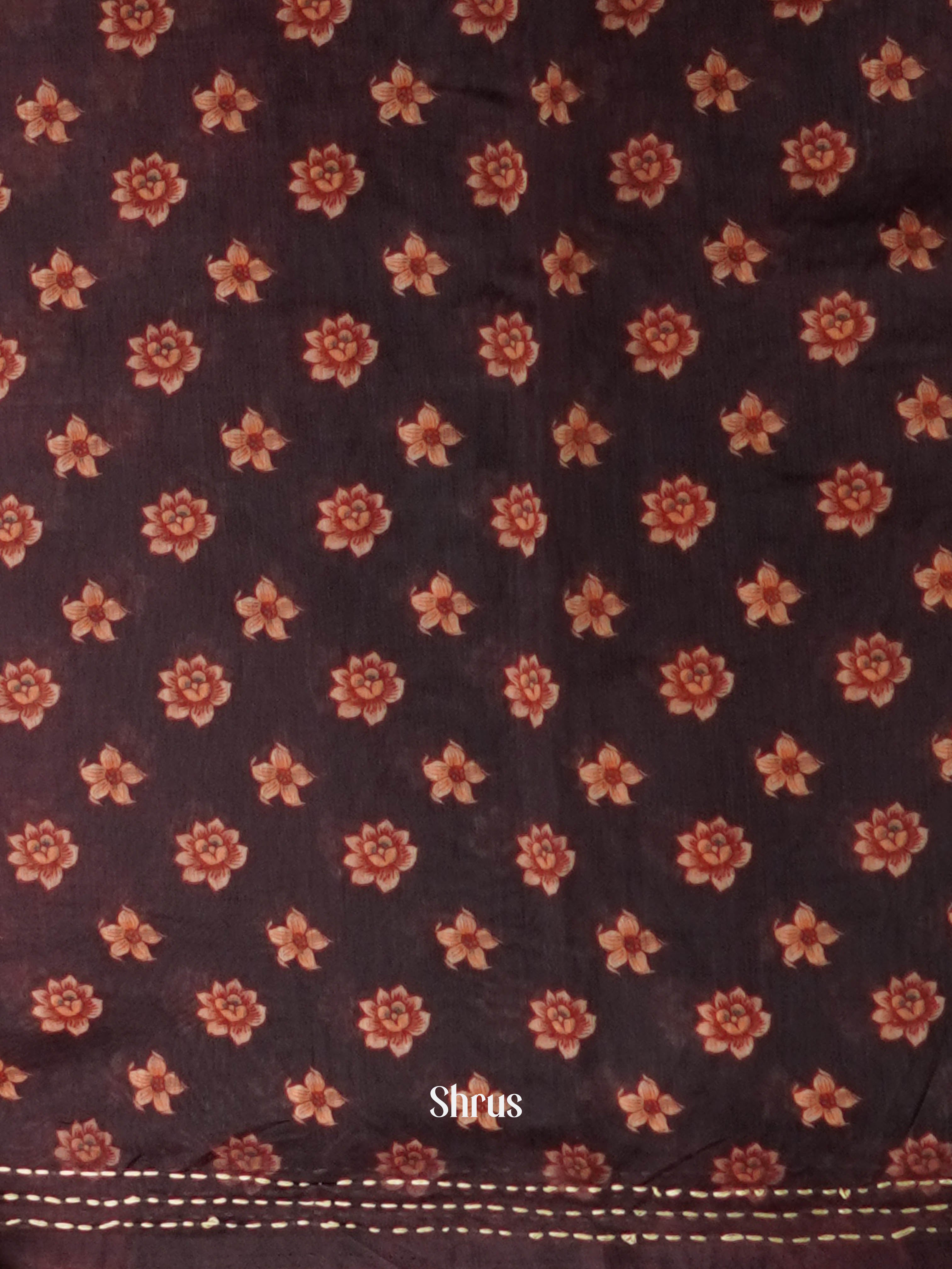 Shades Of Peach & Brown - Semi Kantha Saree - Shop on ShrusEternity.com