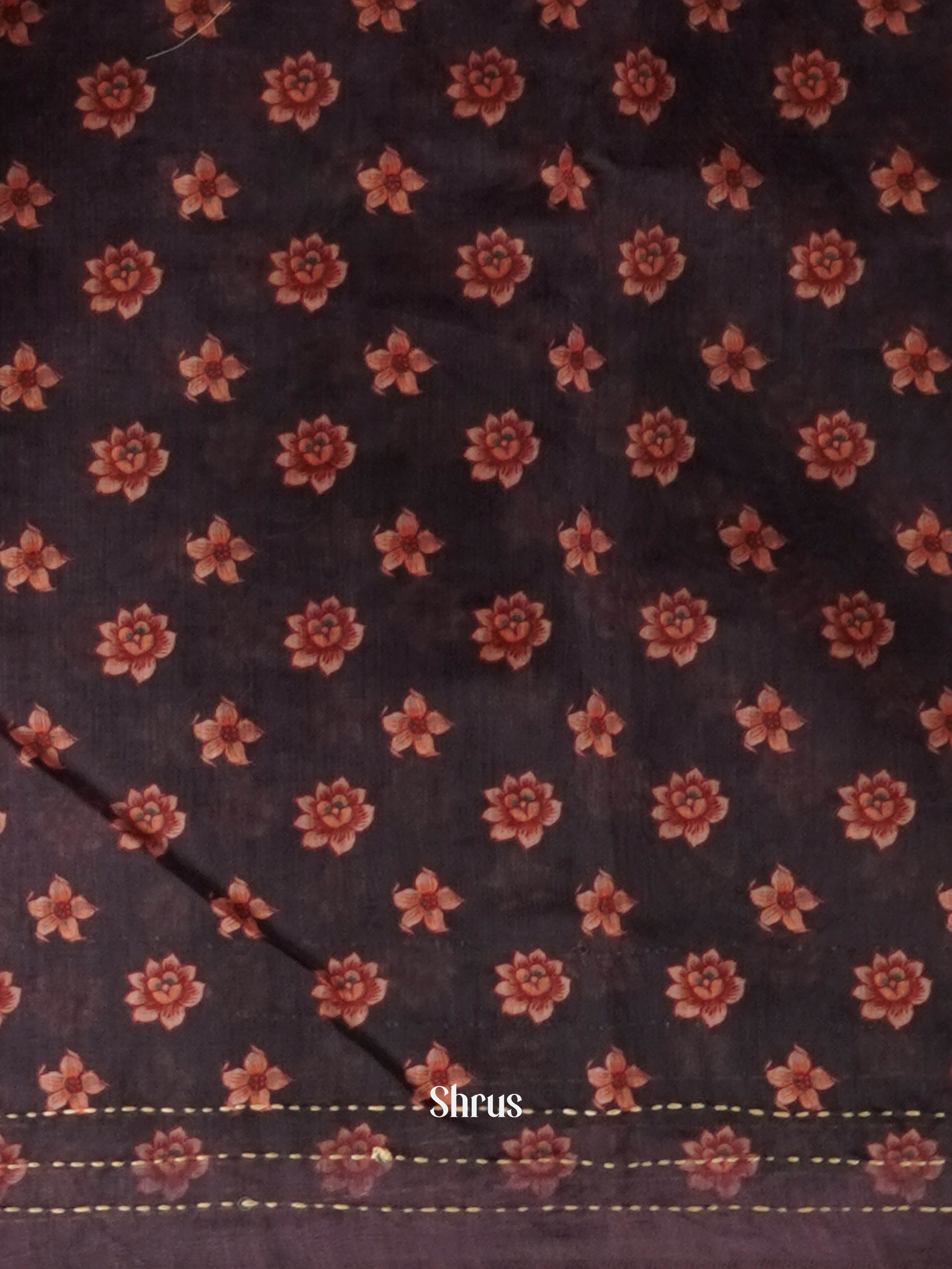 Dusty Pink & Brown- Semi Kantha Saree - Shop on ShrusEternity.com