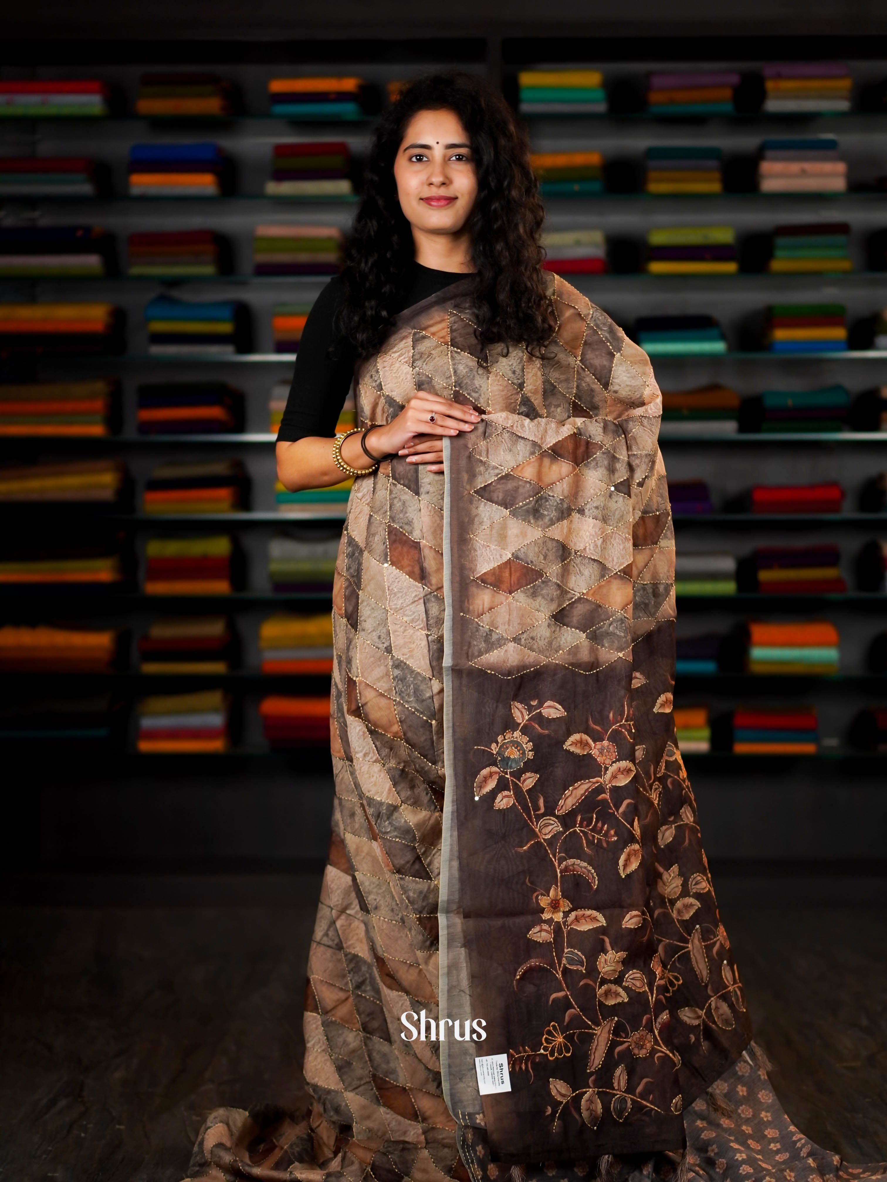 Mixture Of Colours - Semi Kantha Saree - Shop on ShrusEternity.com