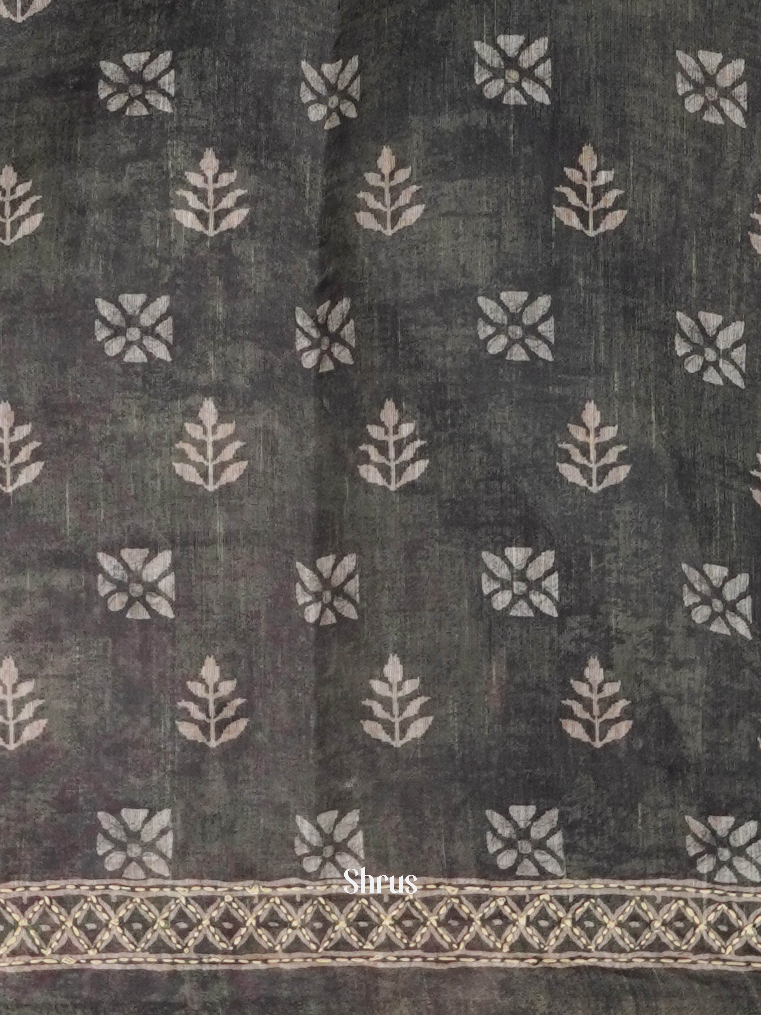 Green - Semi Kantha Saree - Shop on ShrusEternity.com