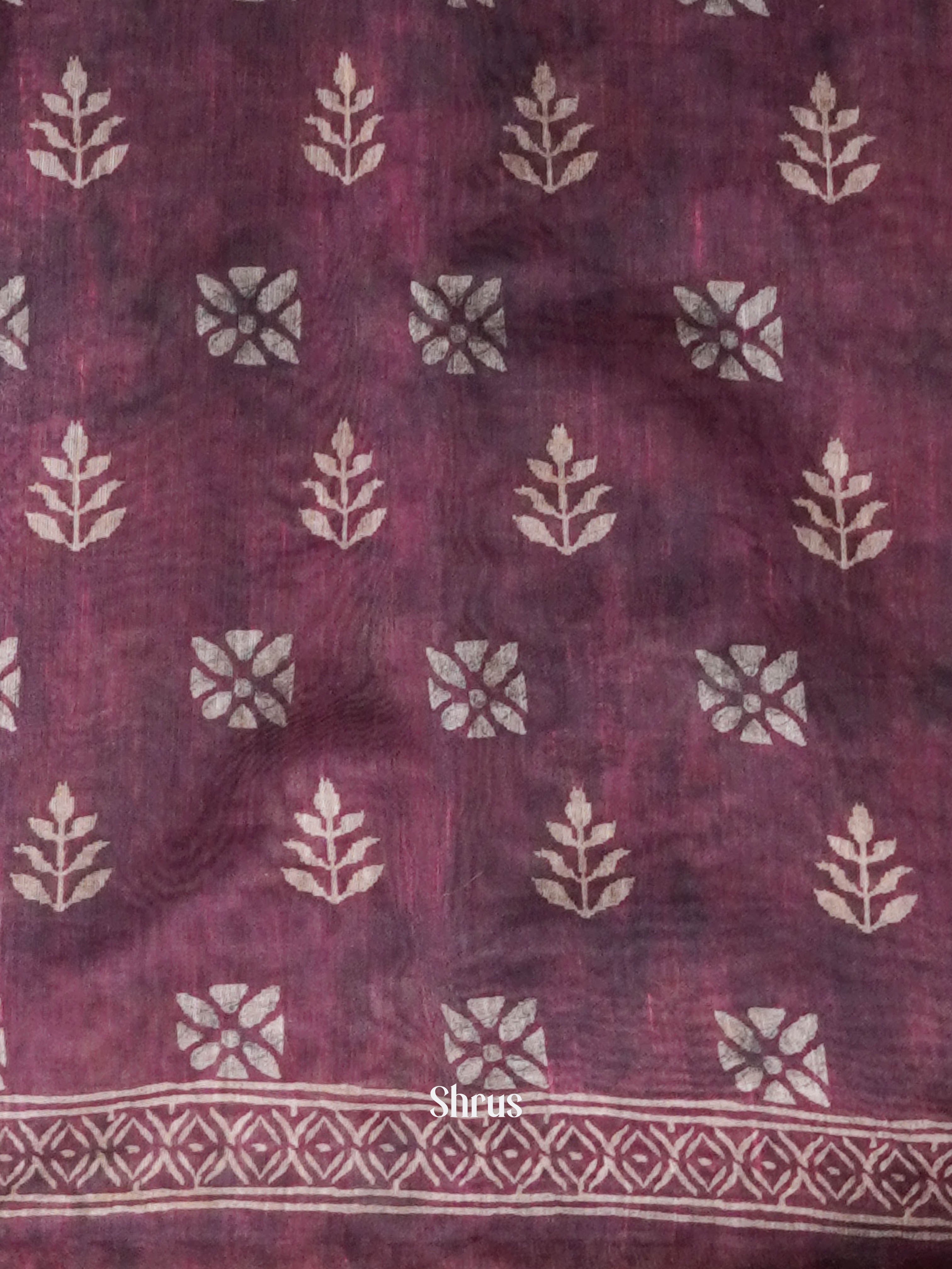 Dark Purple - Semi Kantha Saree - Shop on ShrusEternity.com