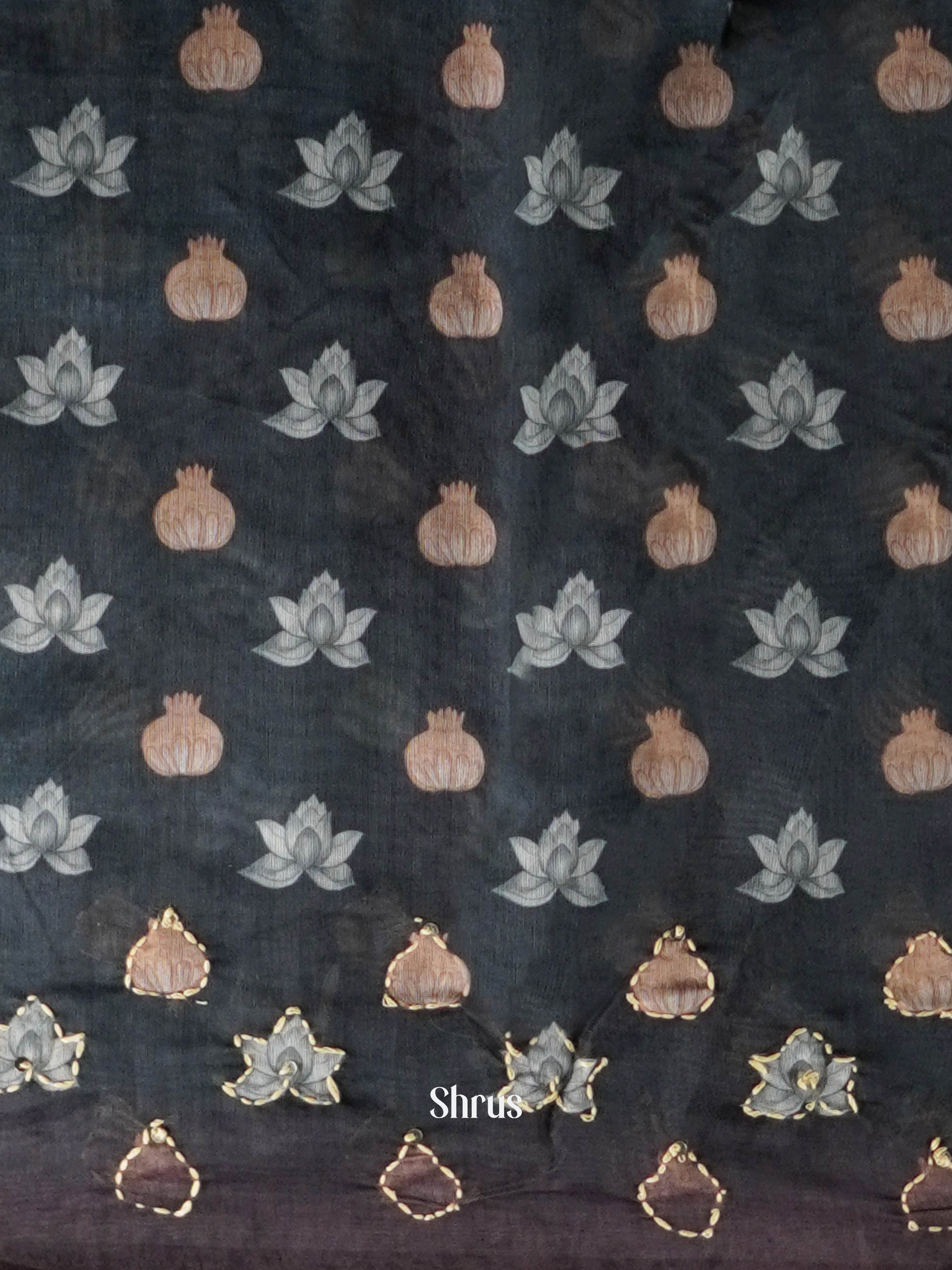 Grey - Semi Kantha Saree - Shop on ShrusEternity.com