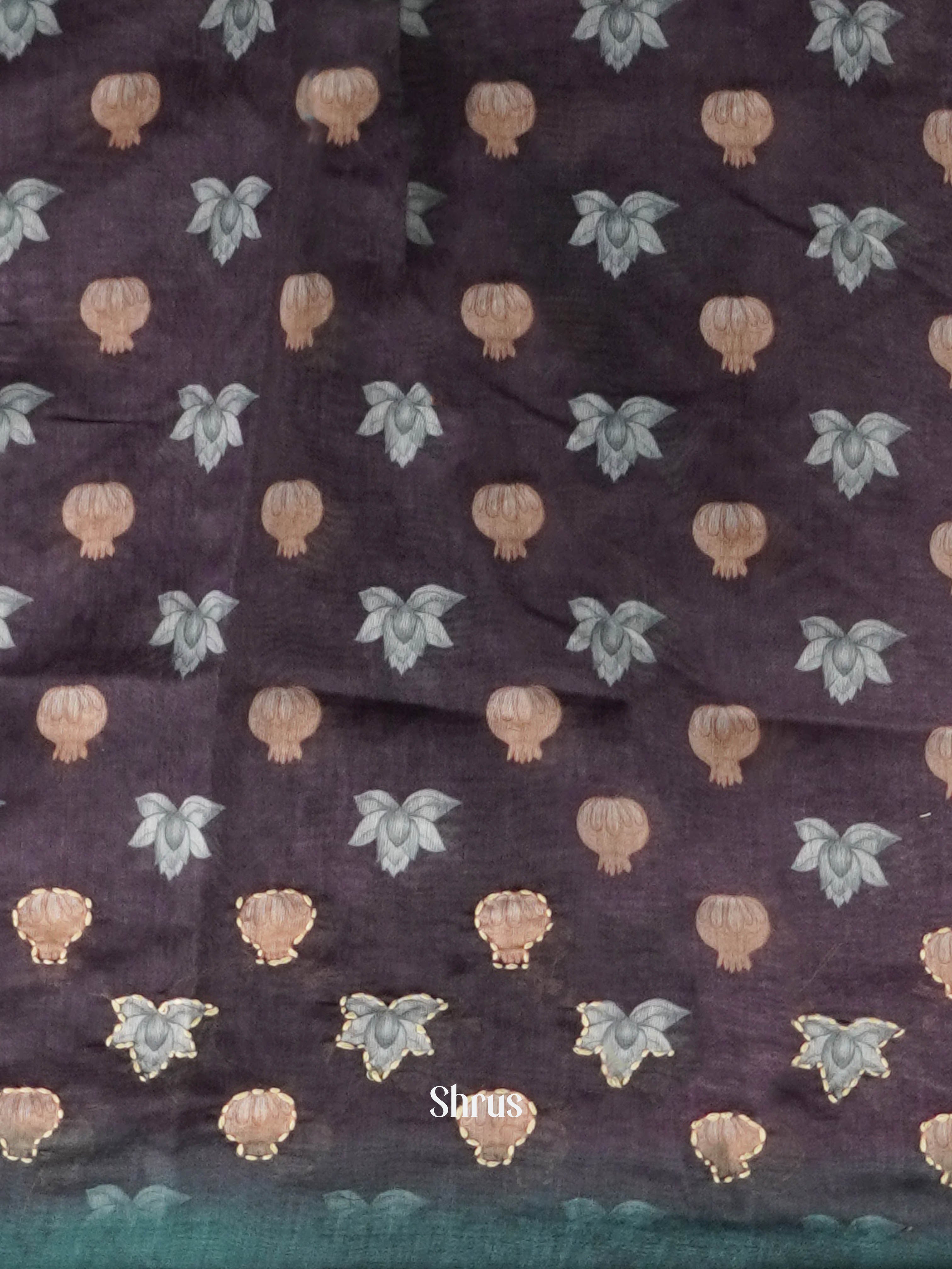 Teal & Purple - Semi Kantha Saree - Shop on ShrusEternity.com