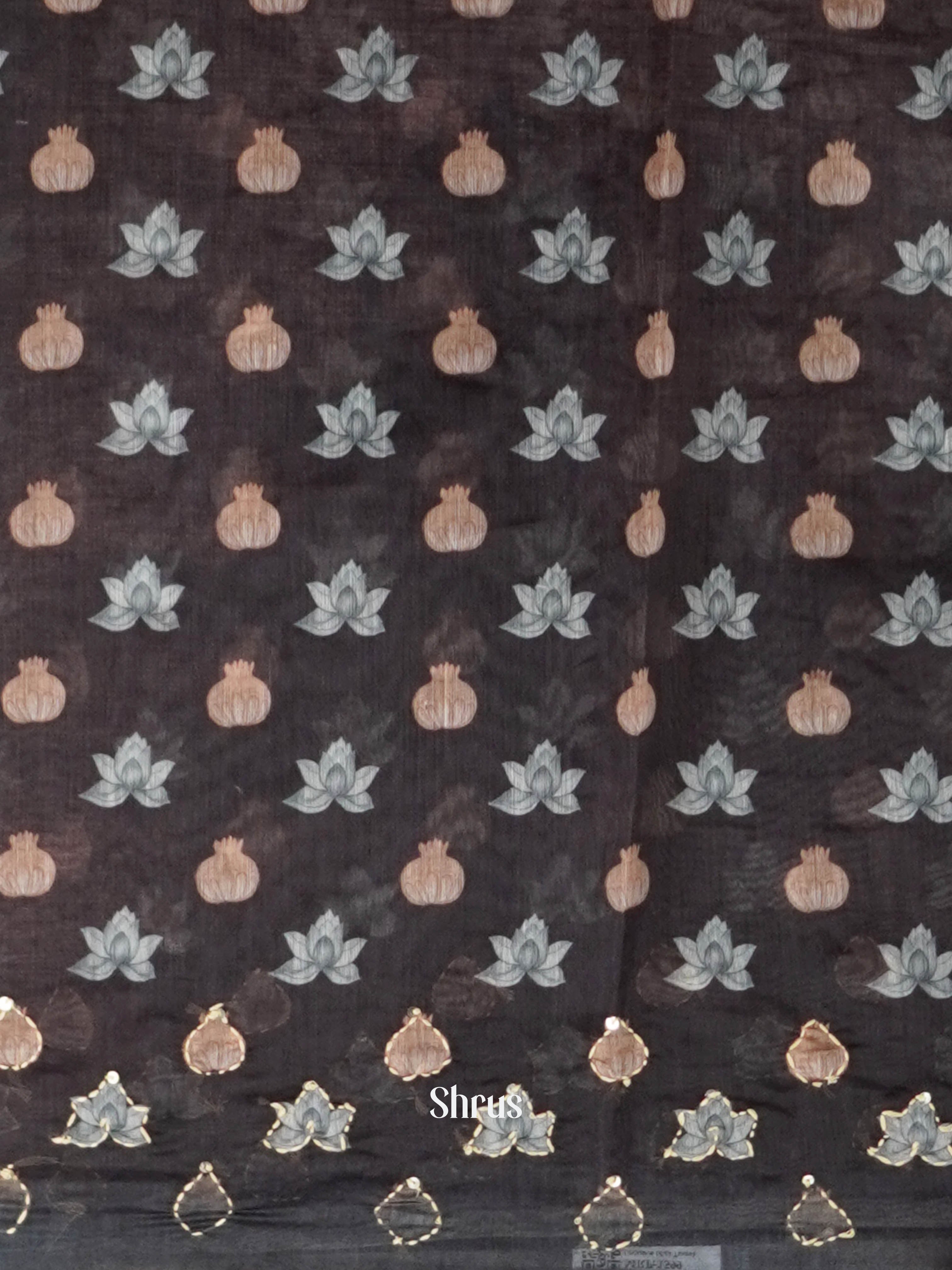 Grey & Black - Semi Kantha Saree - Shop on ShrusEternity.com