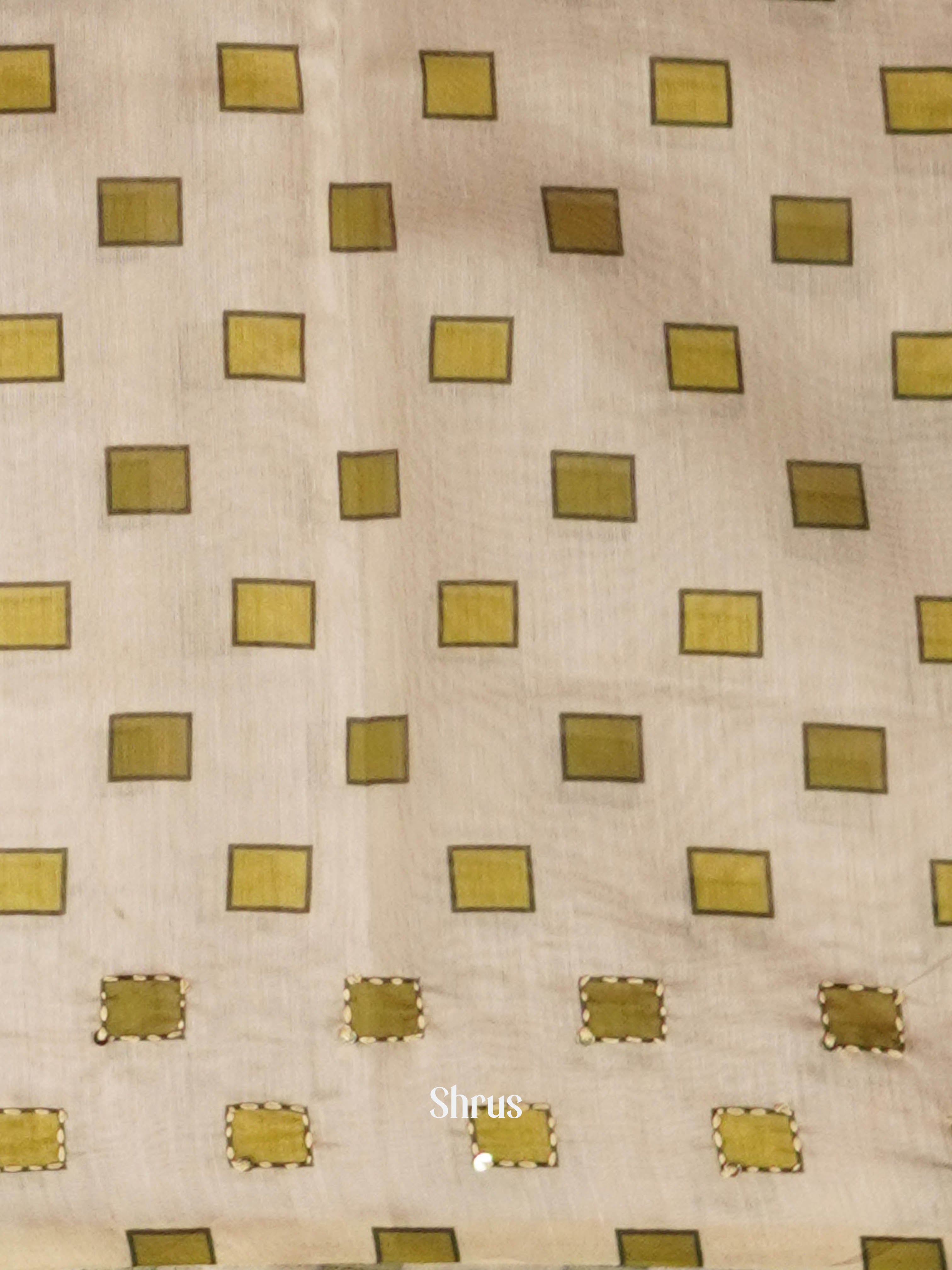 Cream - Semi Kantha Saree - Shop on ShrusEternity.com