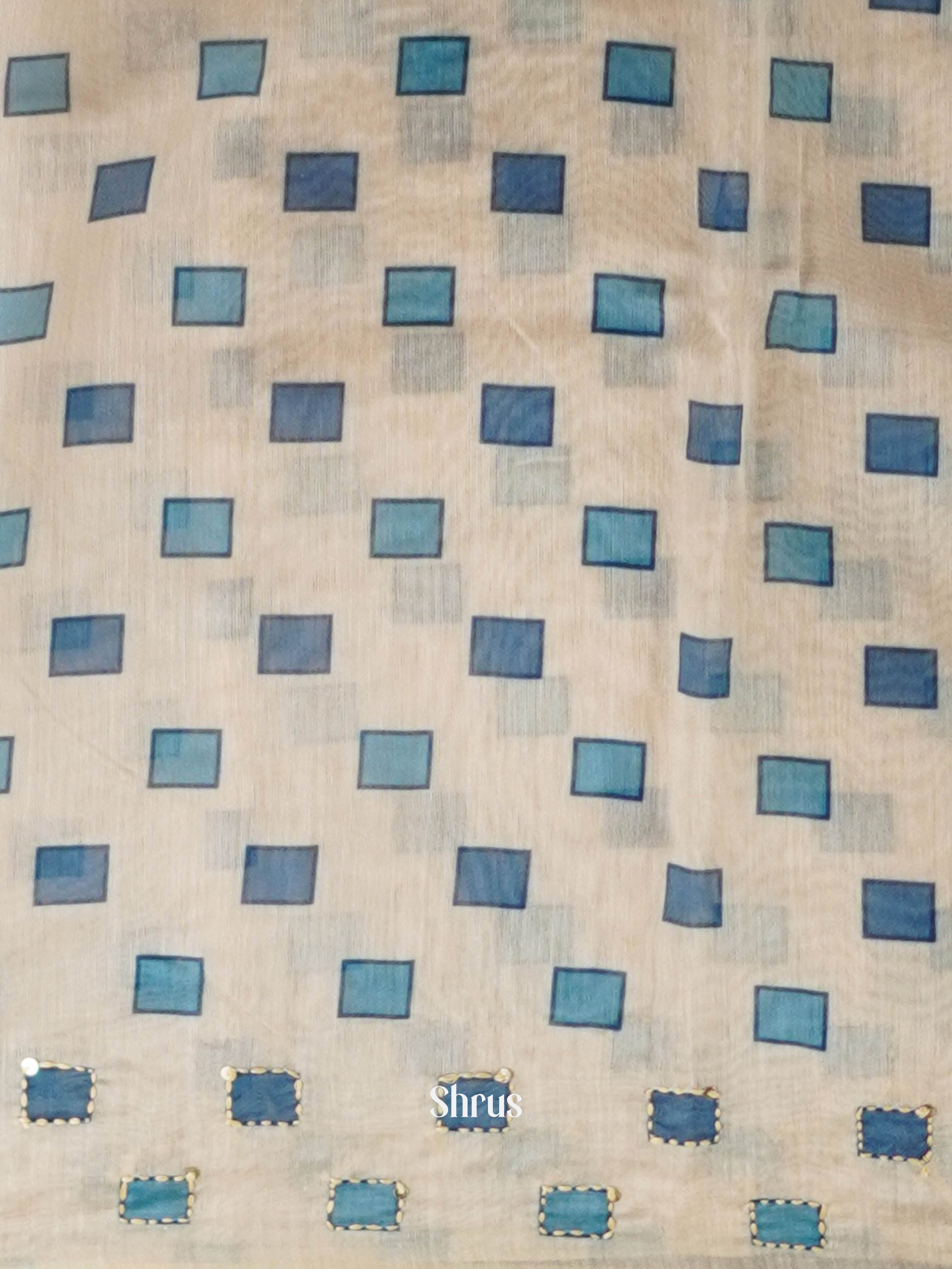 Cream - Semi Kantha Saree - Shop on ShrusEternity.com