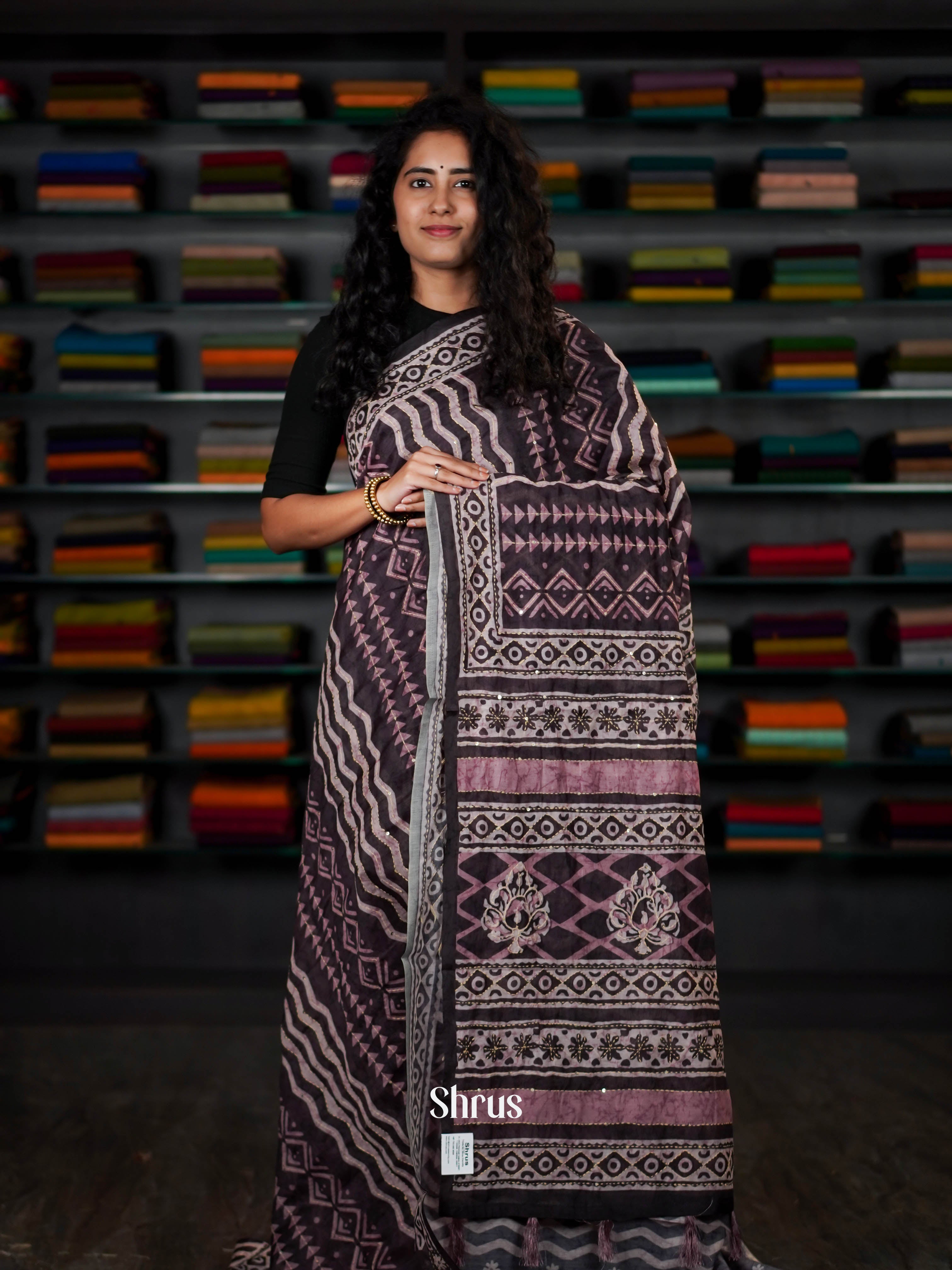 Mixture Of Purple - Semi Kantha Saree - Shop on ShrusEternity.com