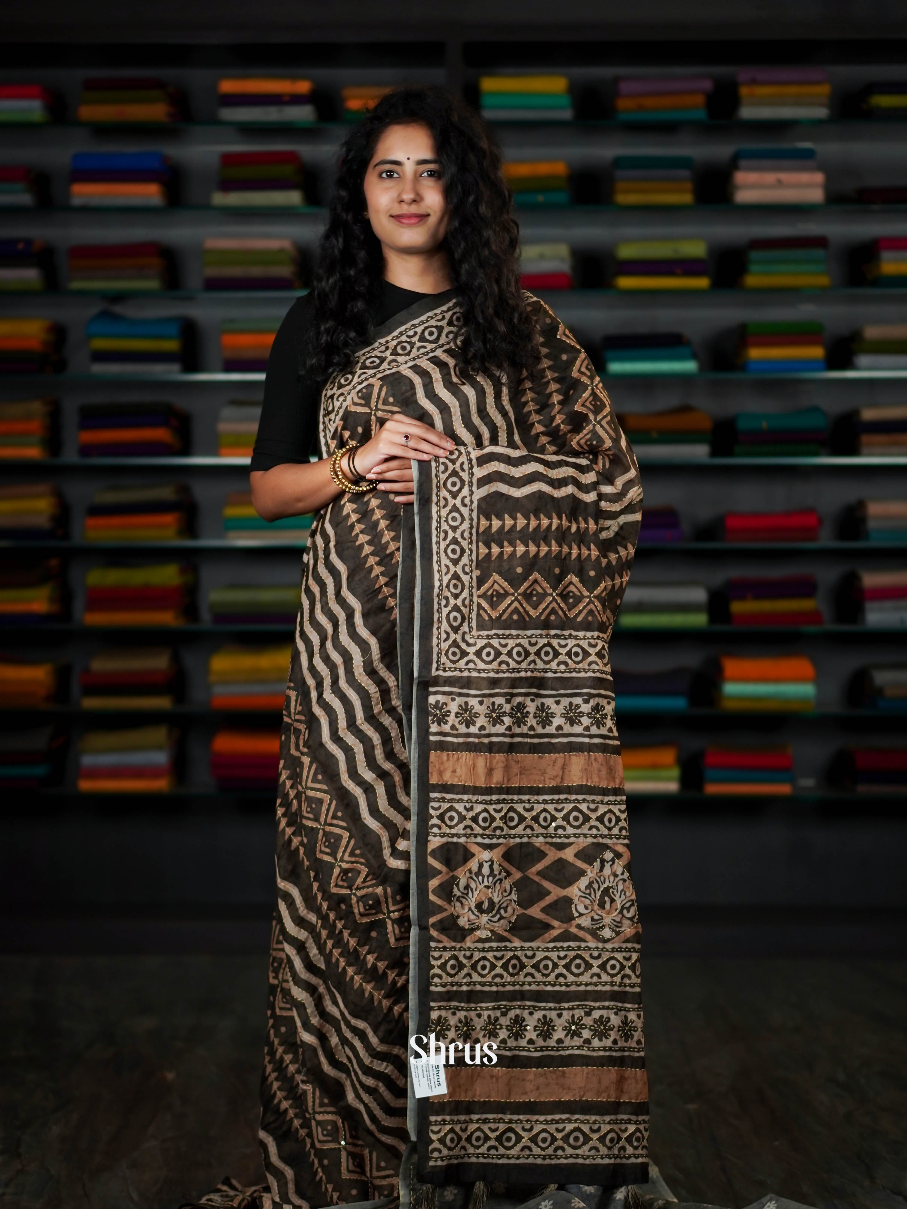 Green - Semi Kantha Saree - Shop on ShrusEternity.com