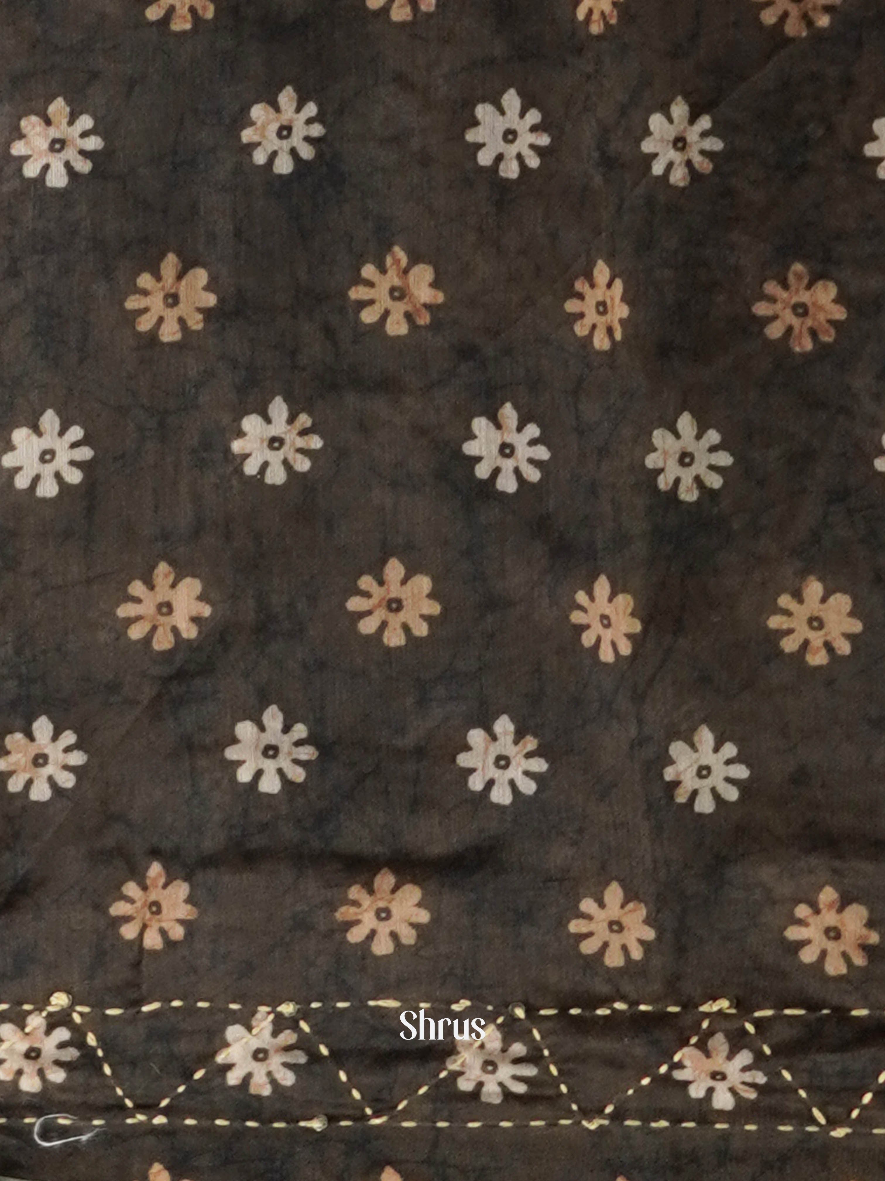 Green - Semi Kantha Saree - Shop on ShrusEternity.com