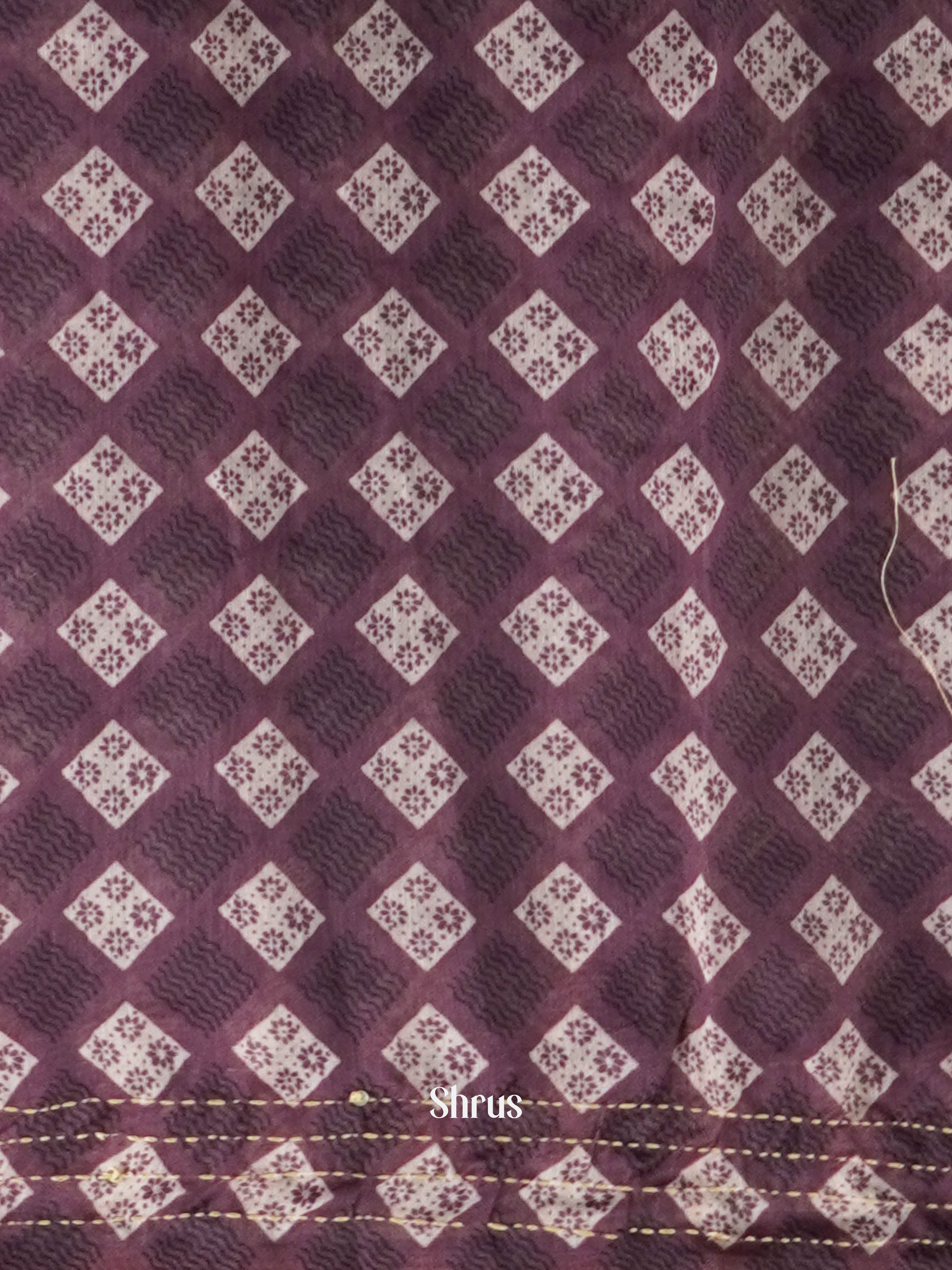 Purple - Semi Kantha Saree - Shop on ShrusEternity.com