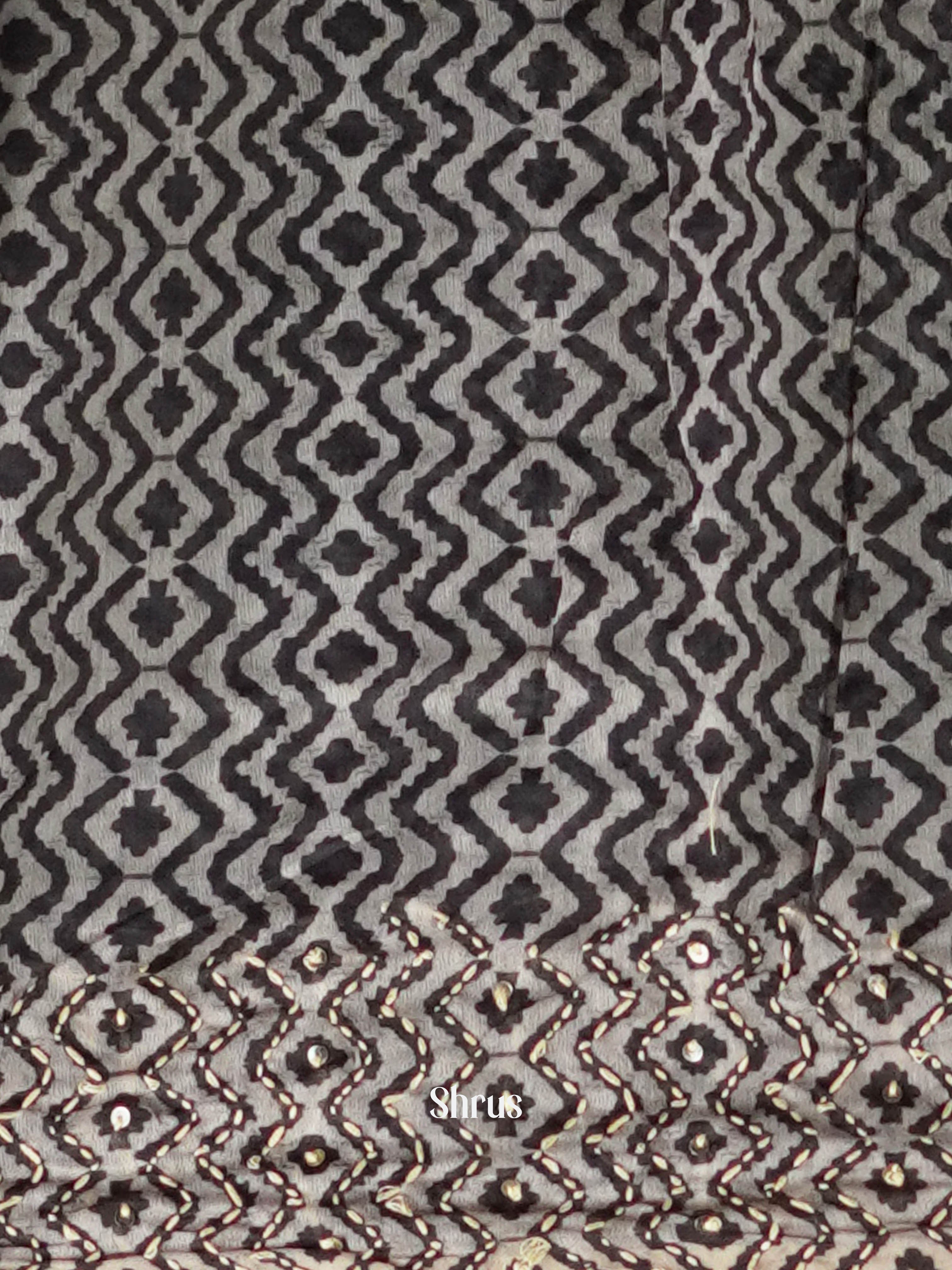 Dark Green - Semi Kantha Saree - Shop on ShrusEternity.com