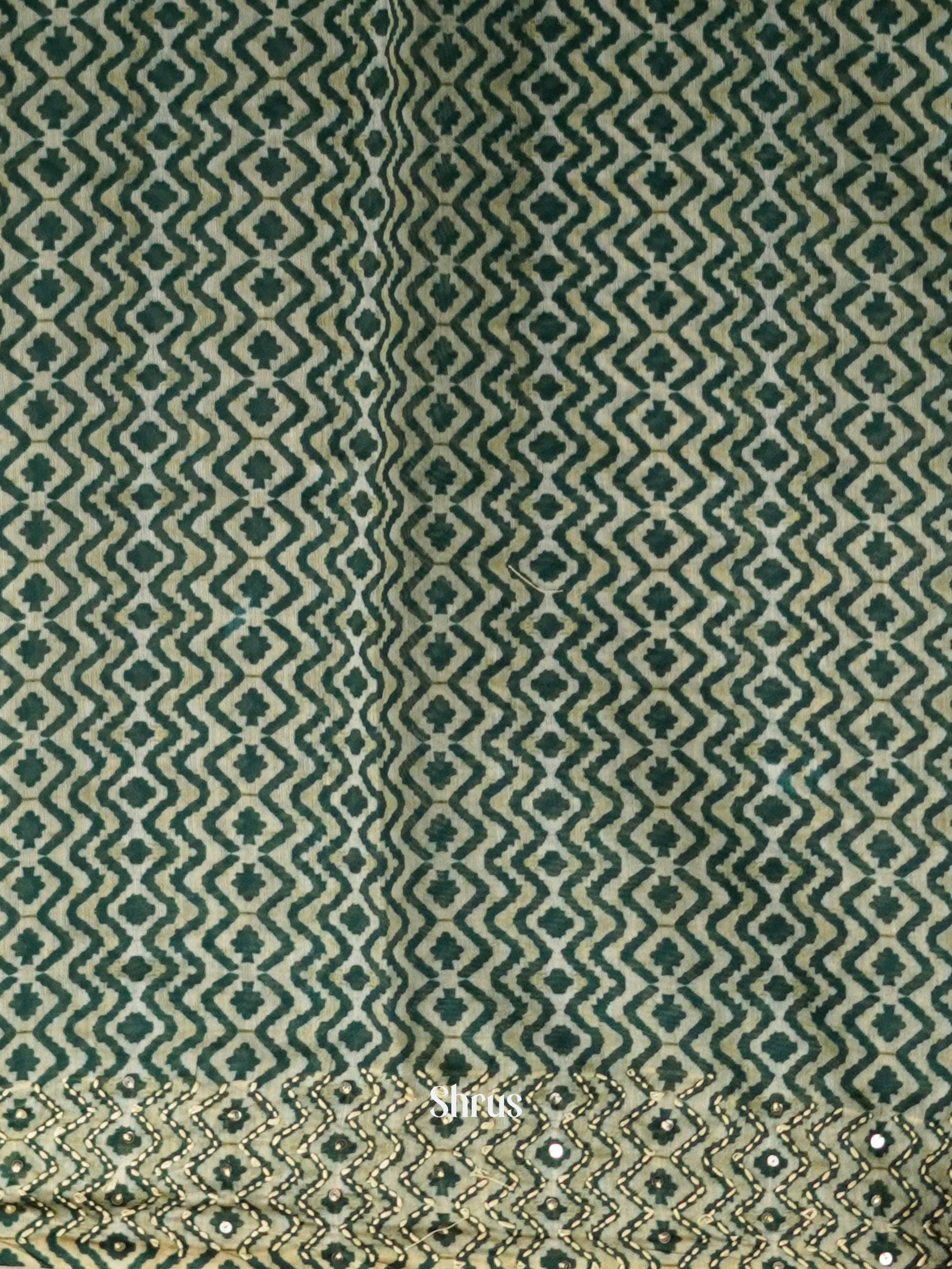 Green - Semi Kantha Saree - Shop on ShrusEternity.com
