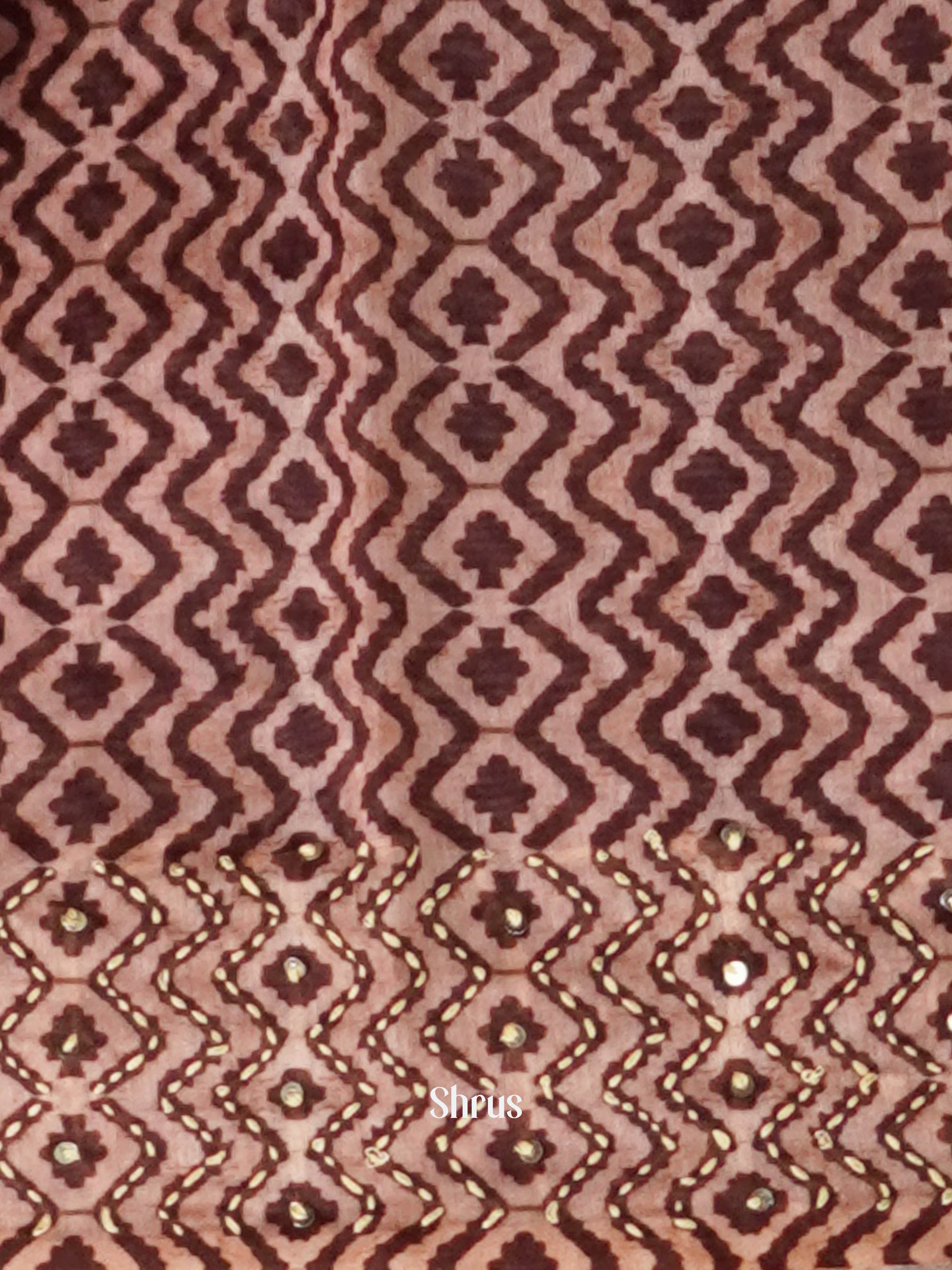 Maroon - Semi Kantha Saree - Shop on ShrusEternity.com
