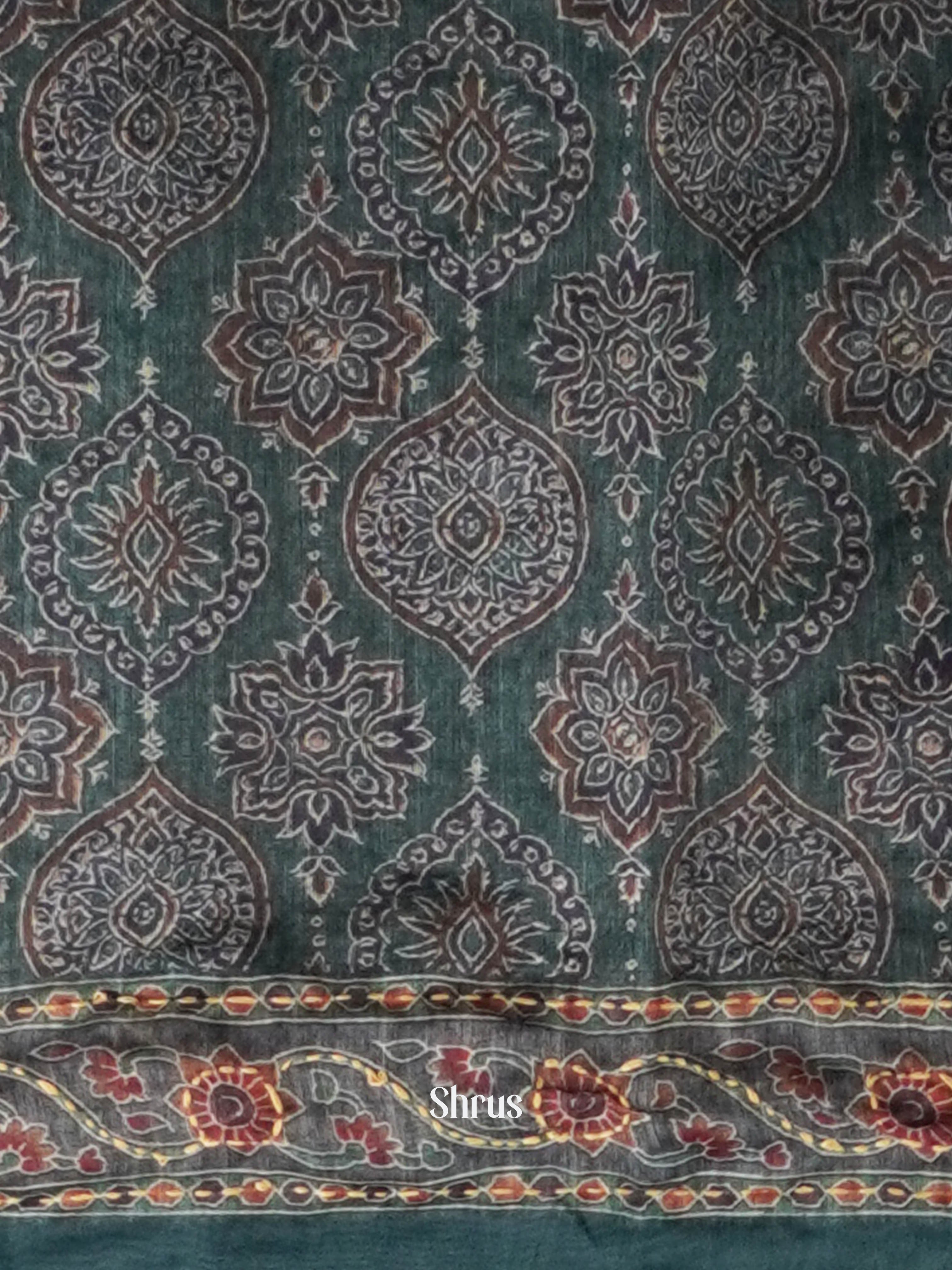 Mixture Of Green - Semi Kantha Saree - Shop on ShrusEternity.com