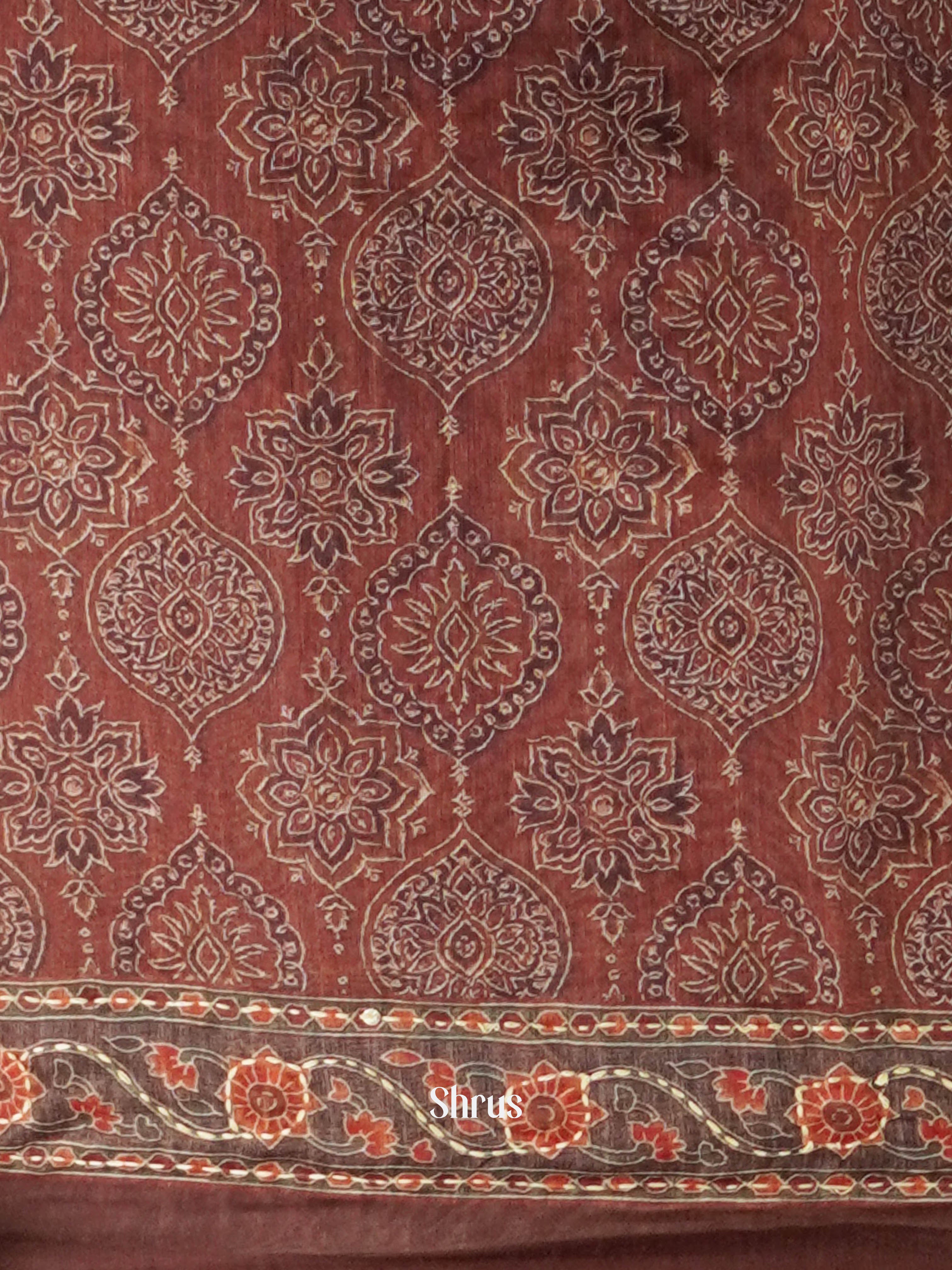 Shades of Brown - Semi Kantha Saree - Shop on ShrusEternity.com