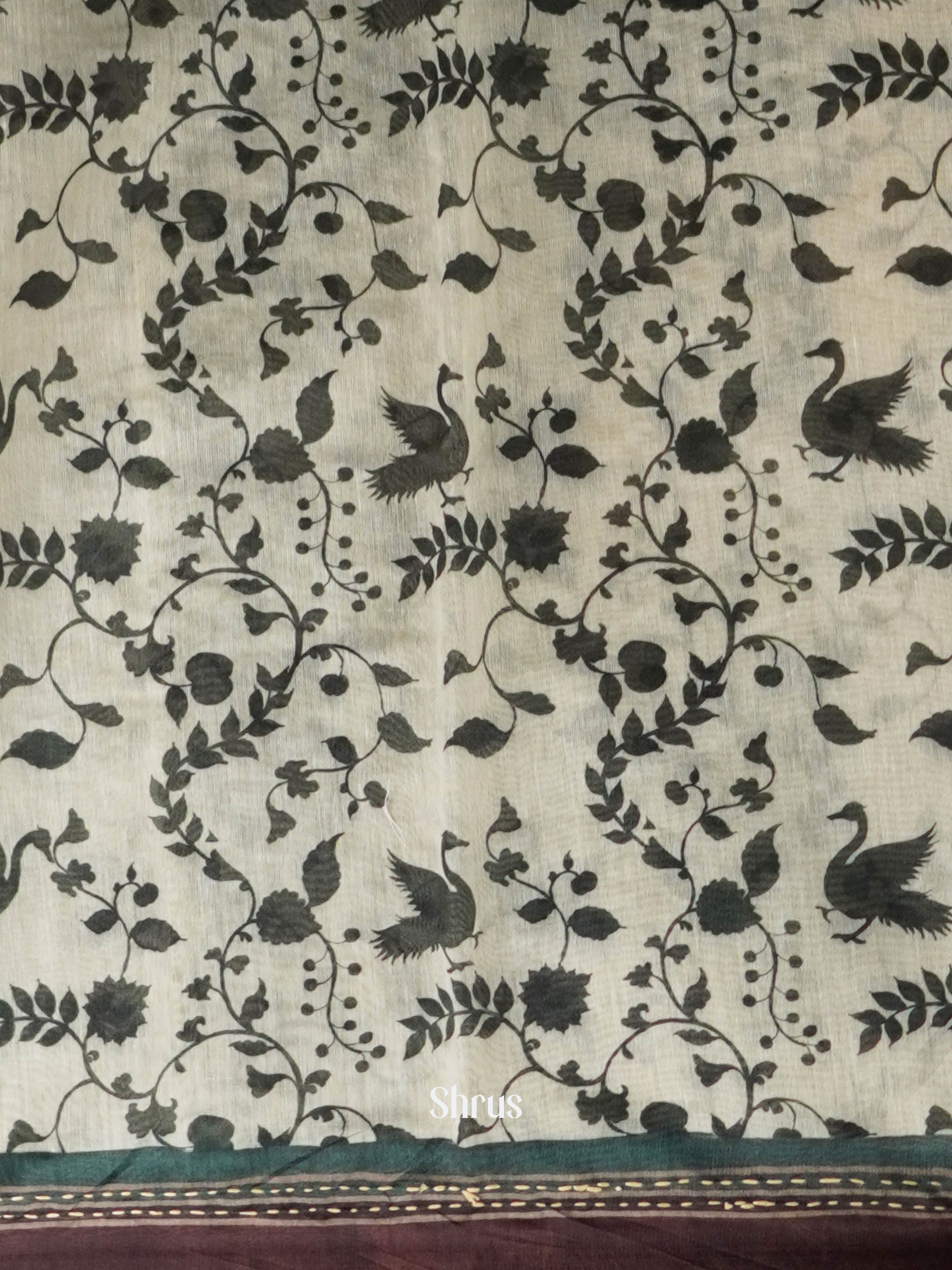 Shades Of Green - Semi Kantha Saree - Shop on ShrusEternity.com