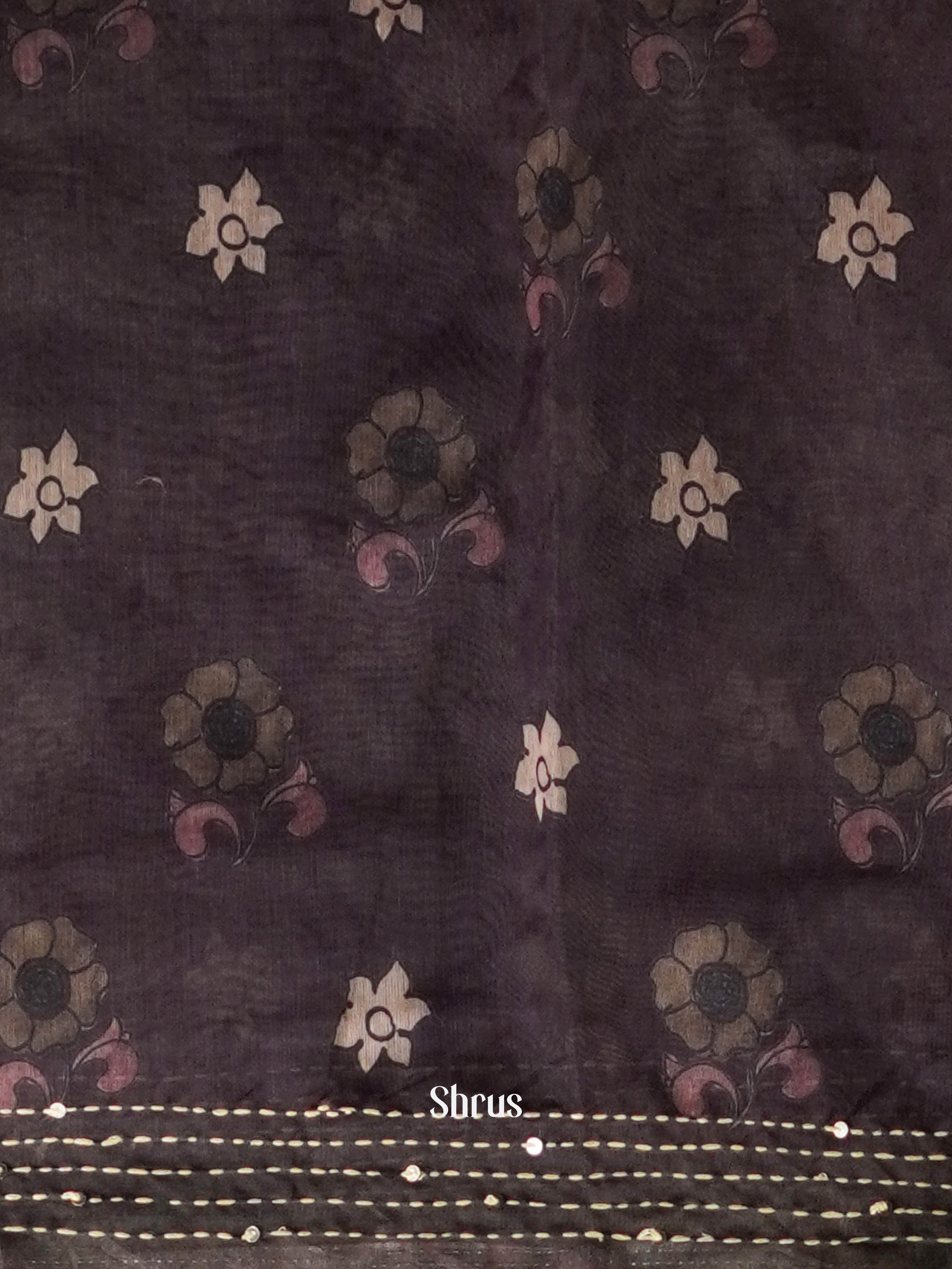 Shades Of Green & Grey - Semi Kantha Saree - Shop on ShrusEternity.com