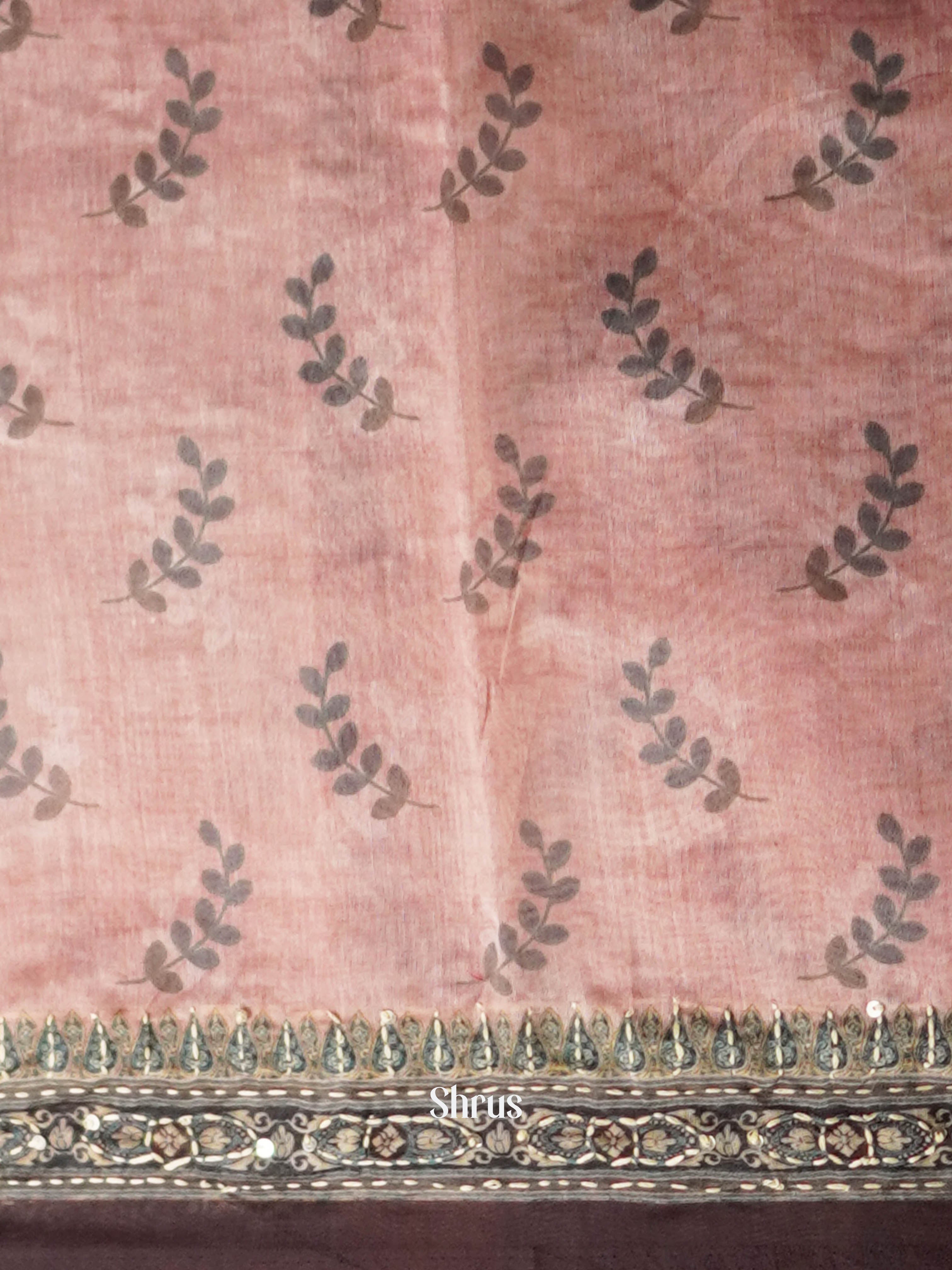 Peachy Pink - Semi Kantha Saree - Shop on ShrusEternity.com