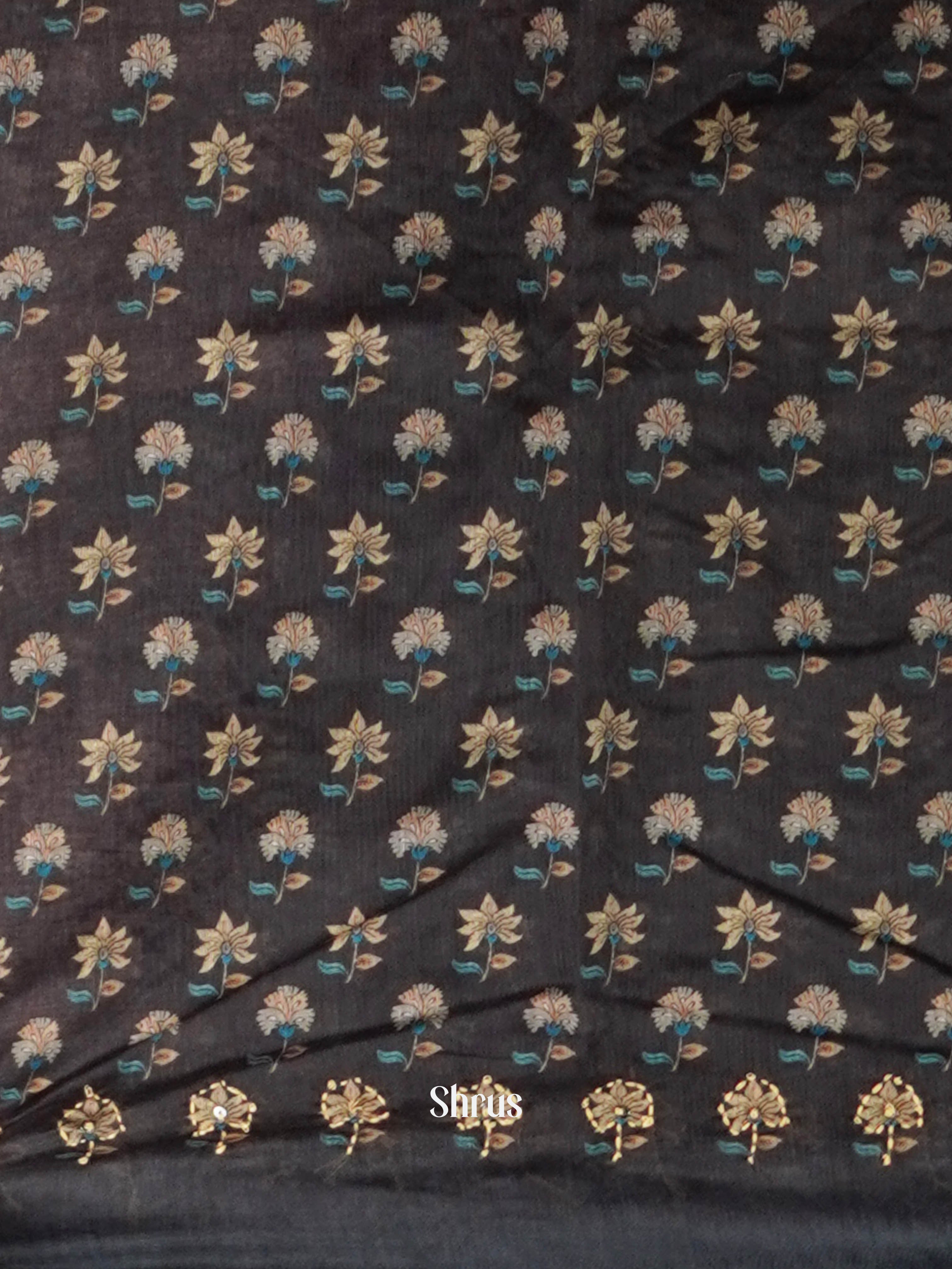 Blue & Grey - Semi Kantha Saree - Shop on ShrusEternity.com