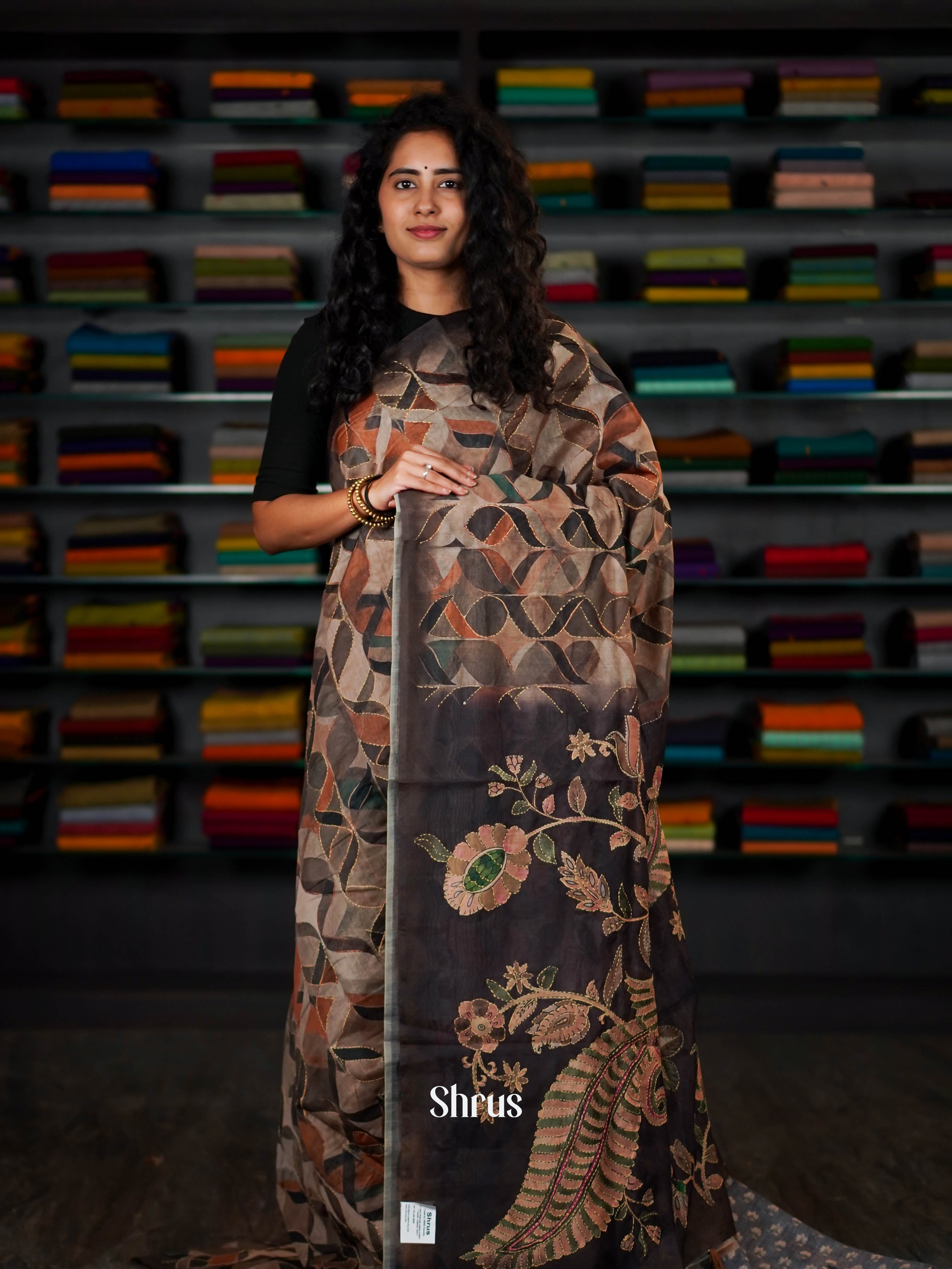 Green - Semi Kantha Saree - Shop on ShrusEternity.com
