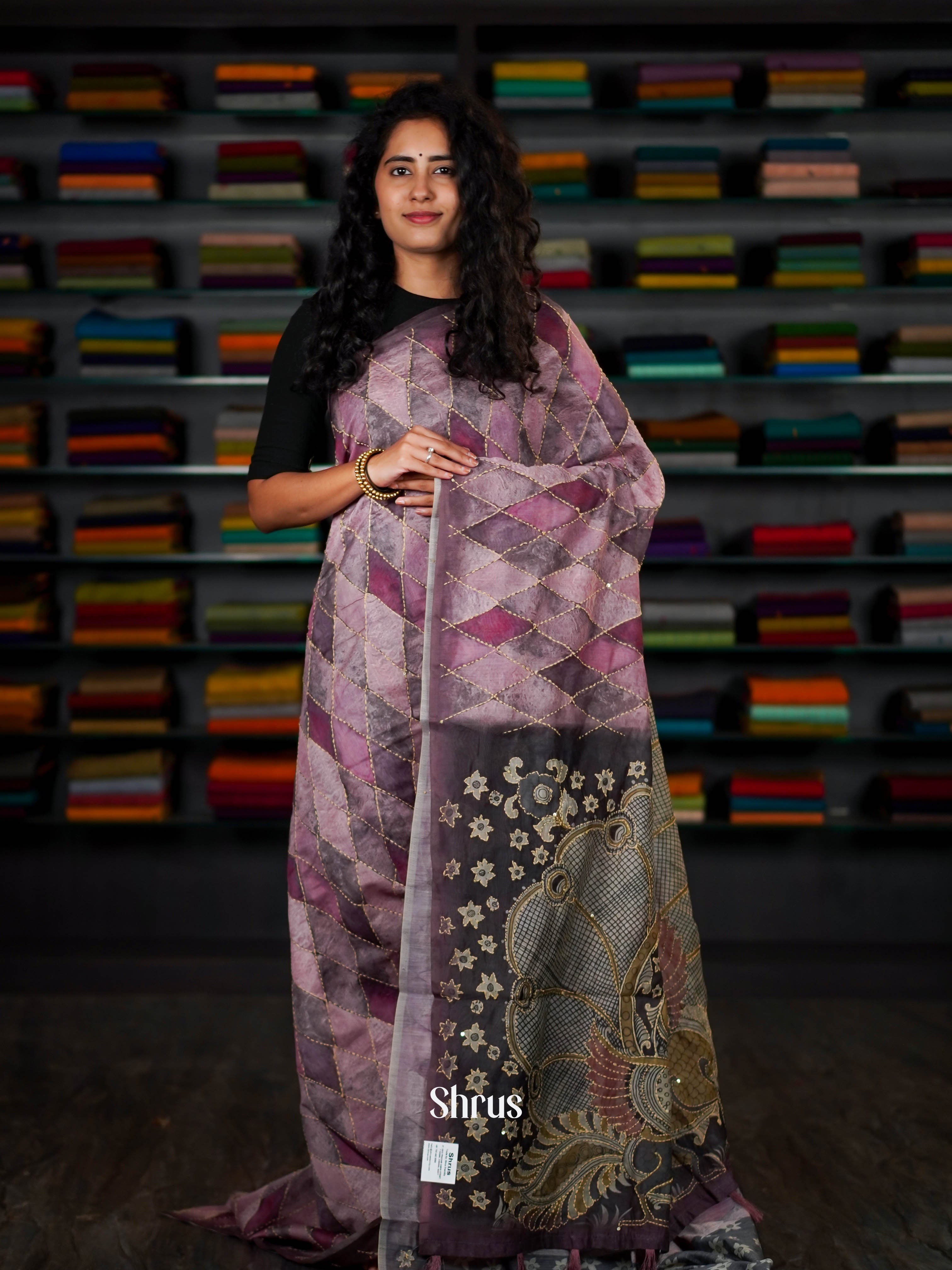 Pale Pink - Semi Kantha Saree - Shop on ShrusEternity.com