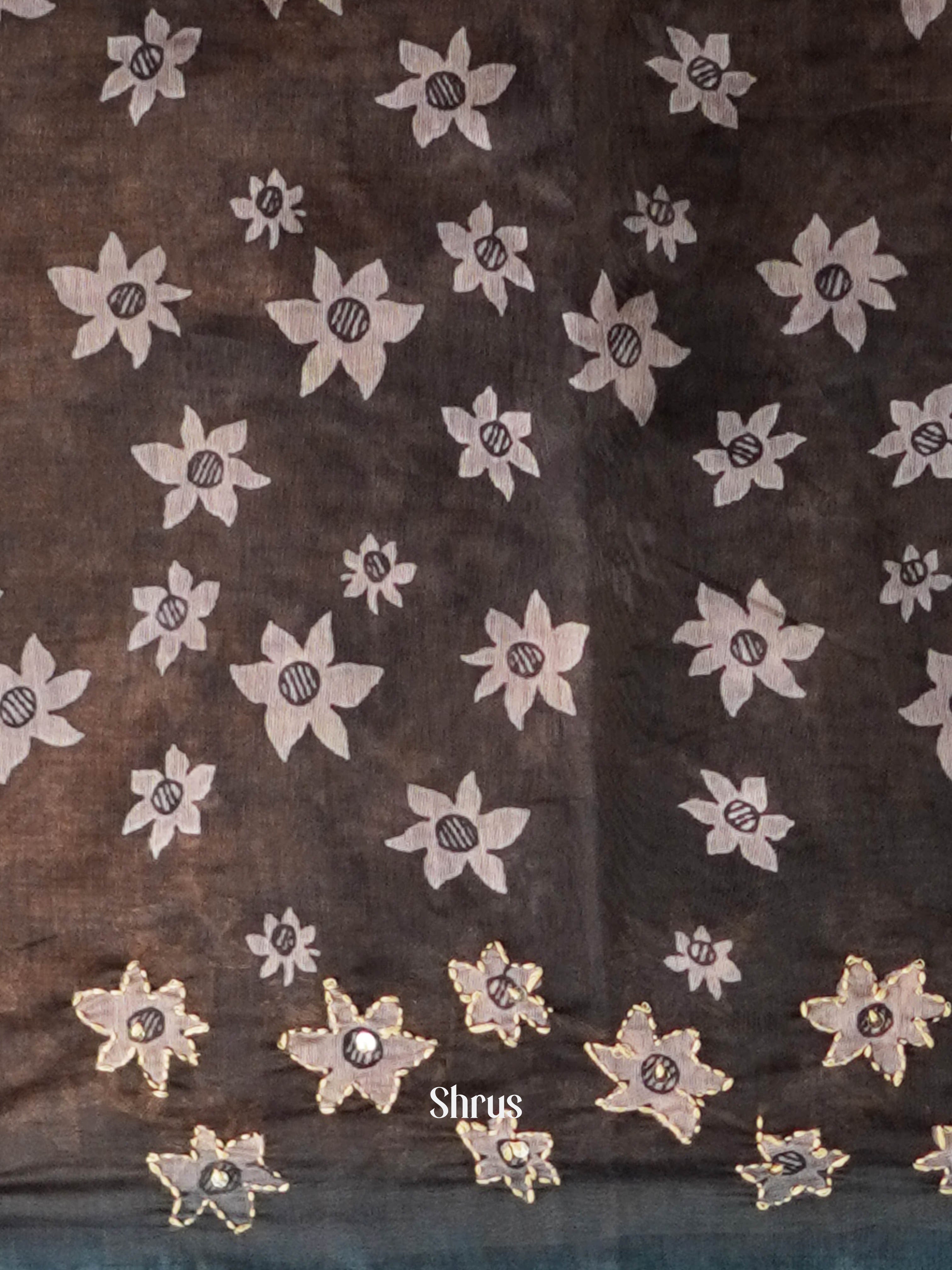 Blue & Grey - Semi Kantha Saree - Shop on ShrusEternity.com