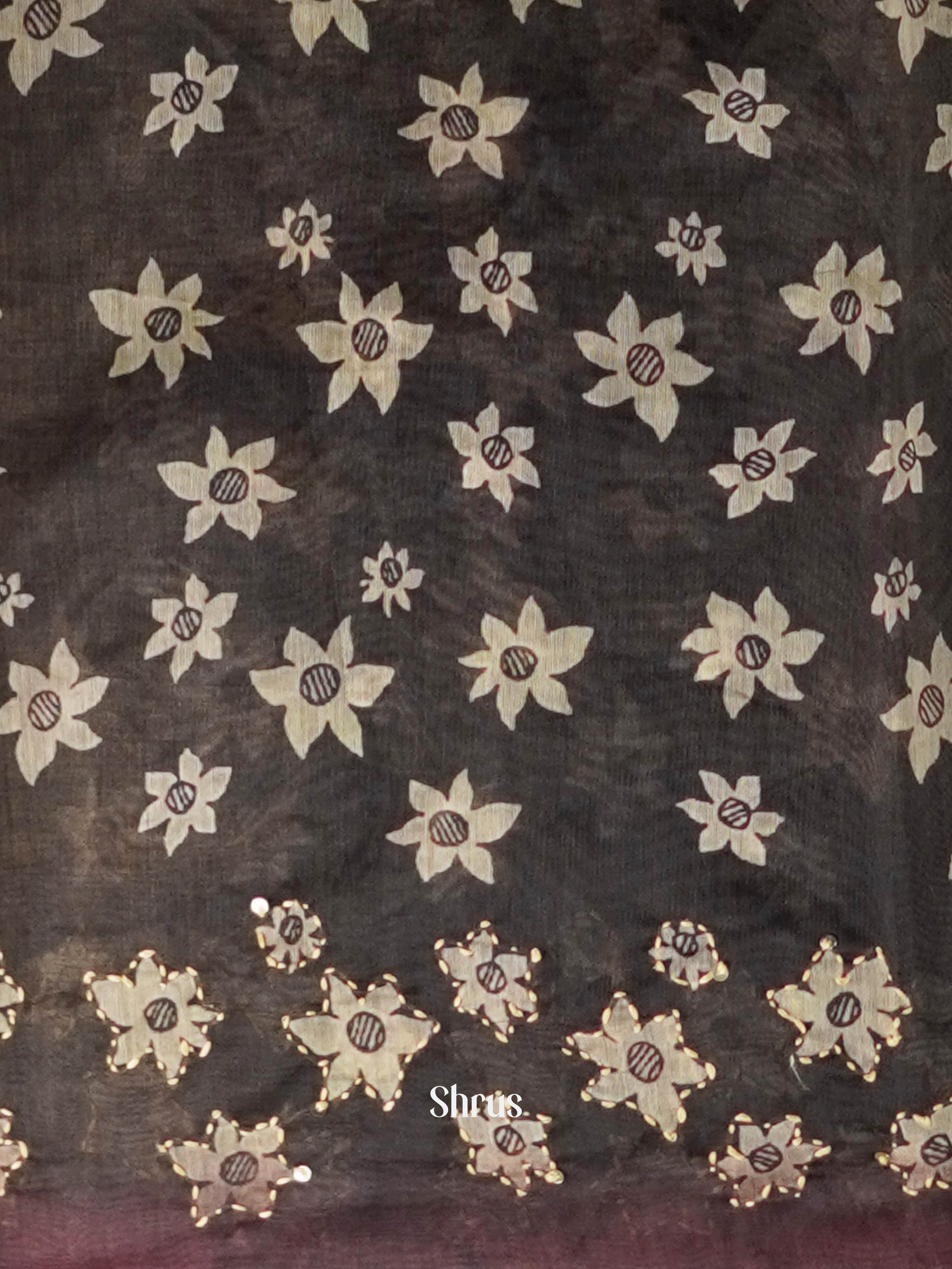 Shades Of Peach & Brown - Semi Kantha Saree - Shop on ShrusEternity.com
