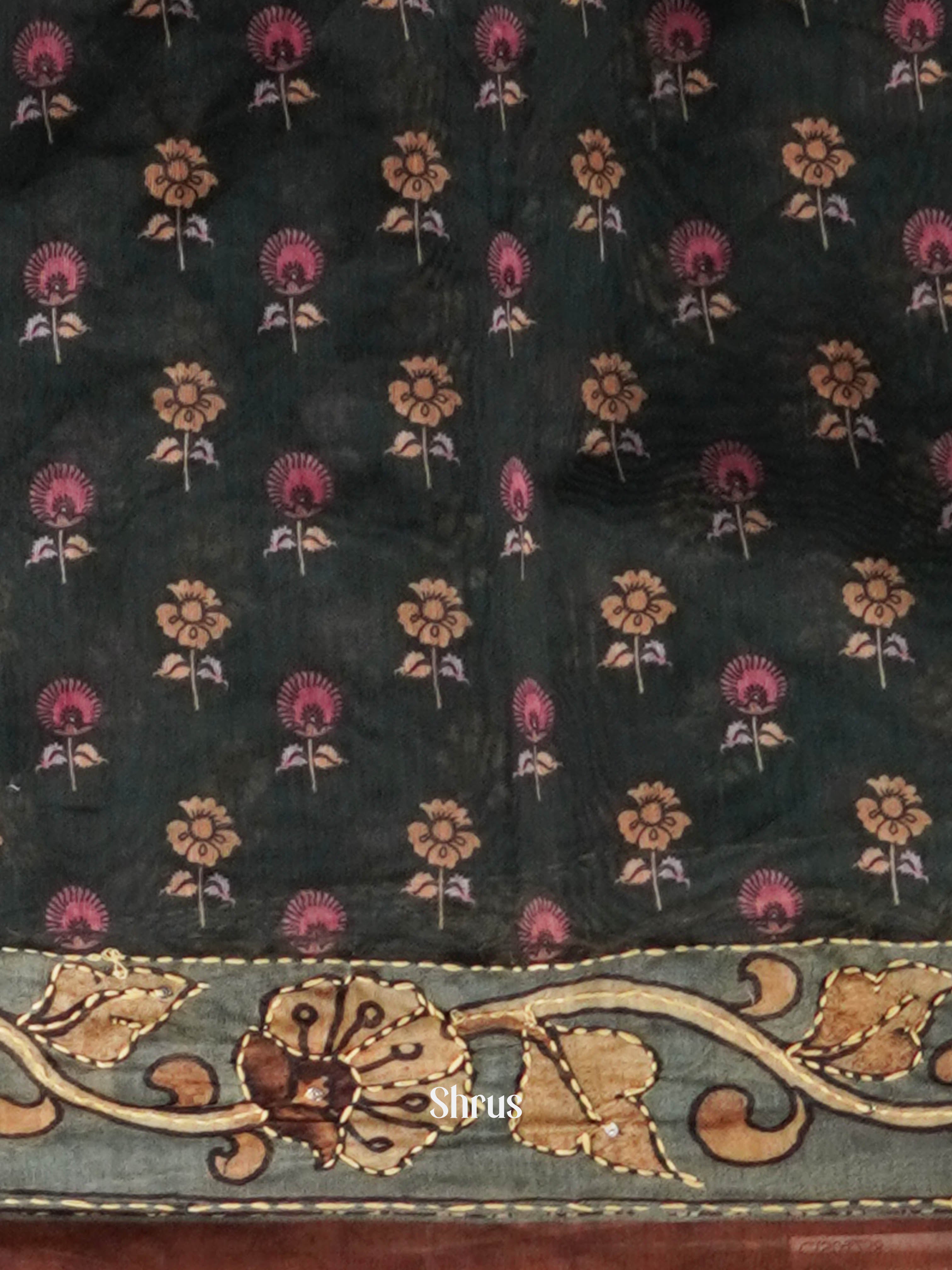 Green - Semi Kantha Saree - Shop on ShrusEternity.com