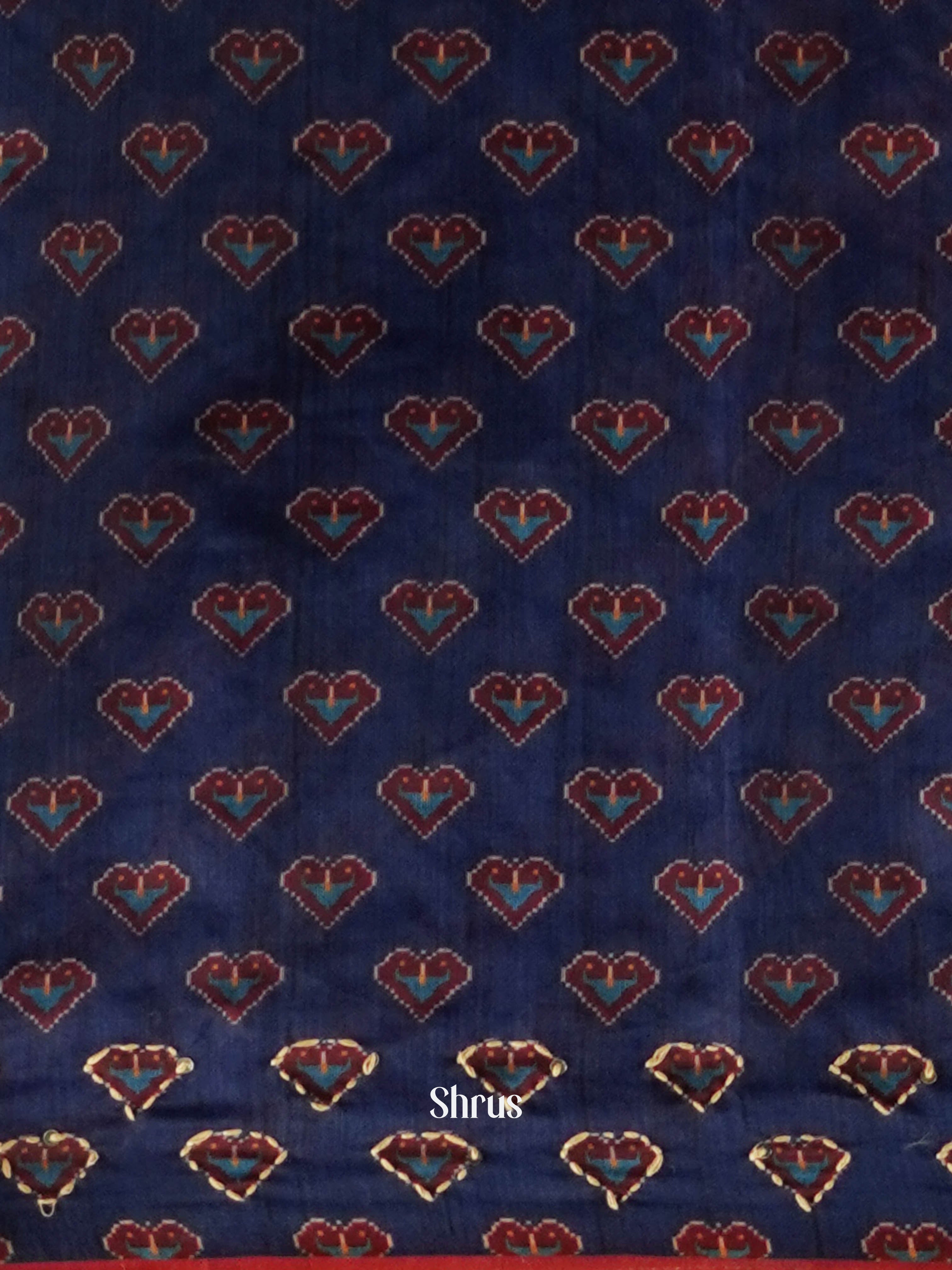 Blue & Maroon - Semi Kantha Saree - Shop on ShrusEternity.com