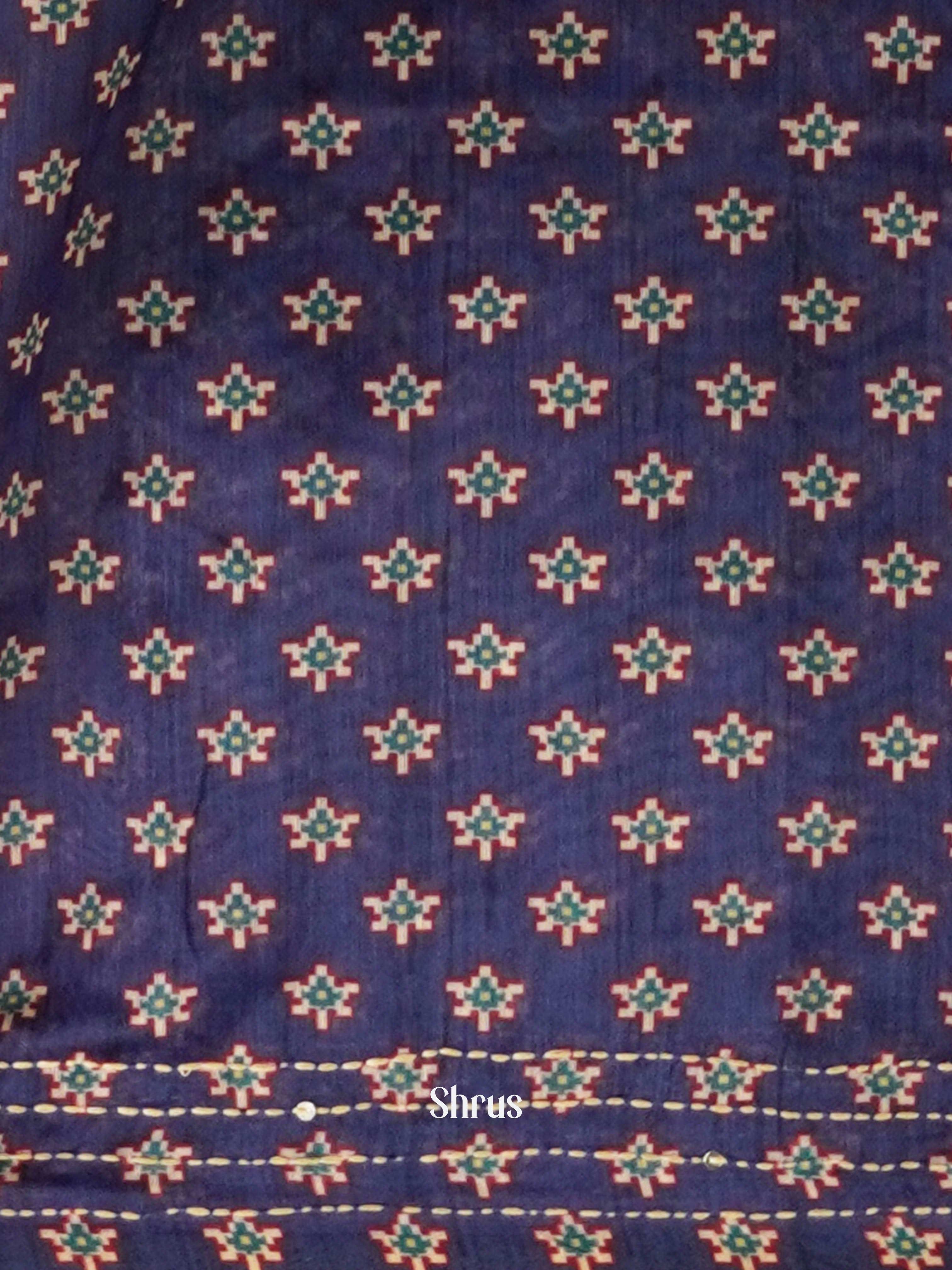 Blue & Maroon - Semi Kantha Saree - Shop on ShrusEternity.com