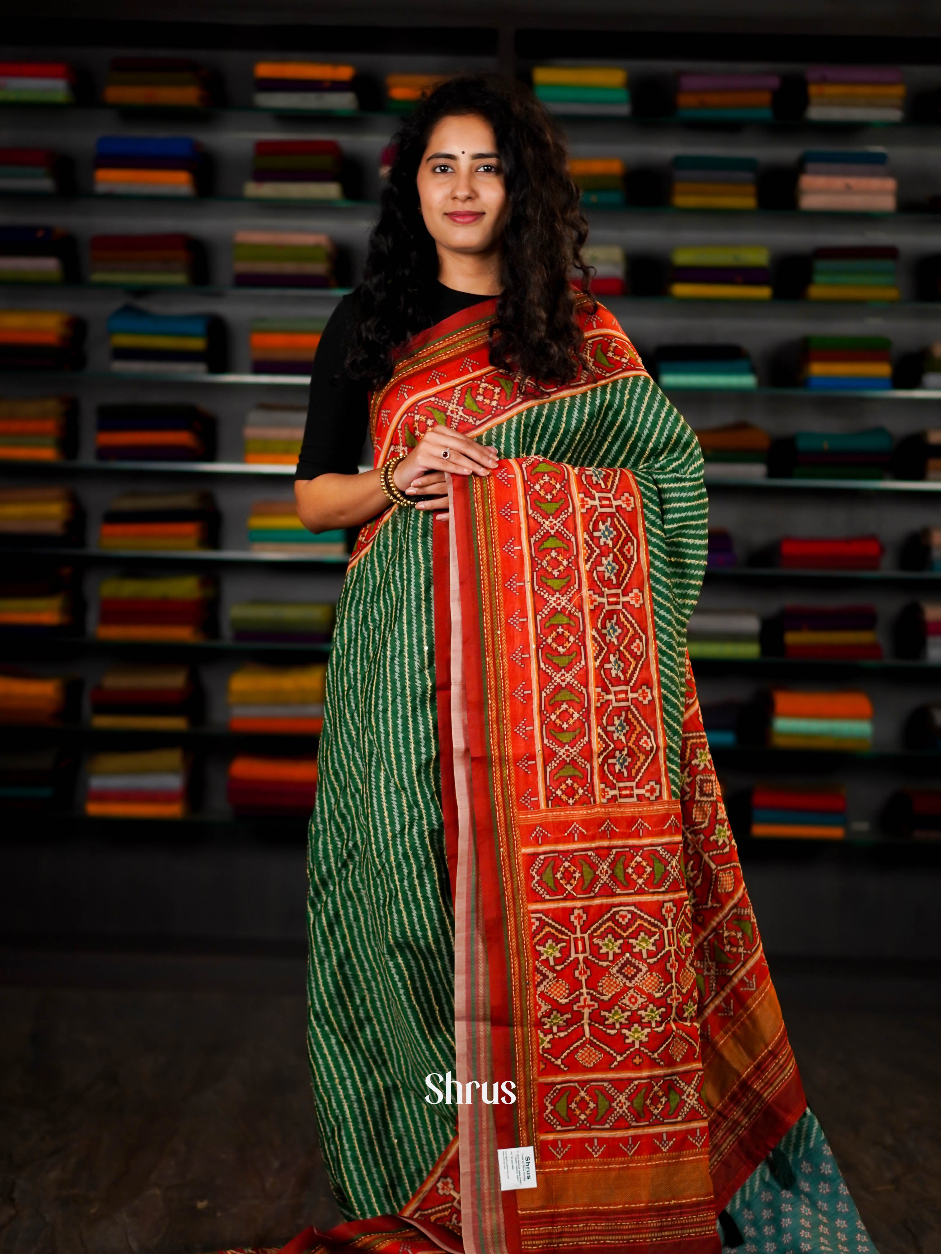 Green & Maroon - Semi Kantha Saree - Shop on ShrusEternity.com