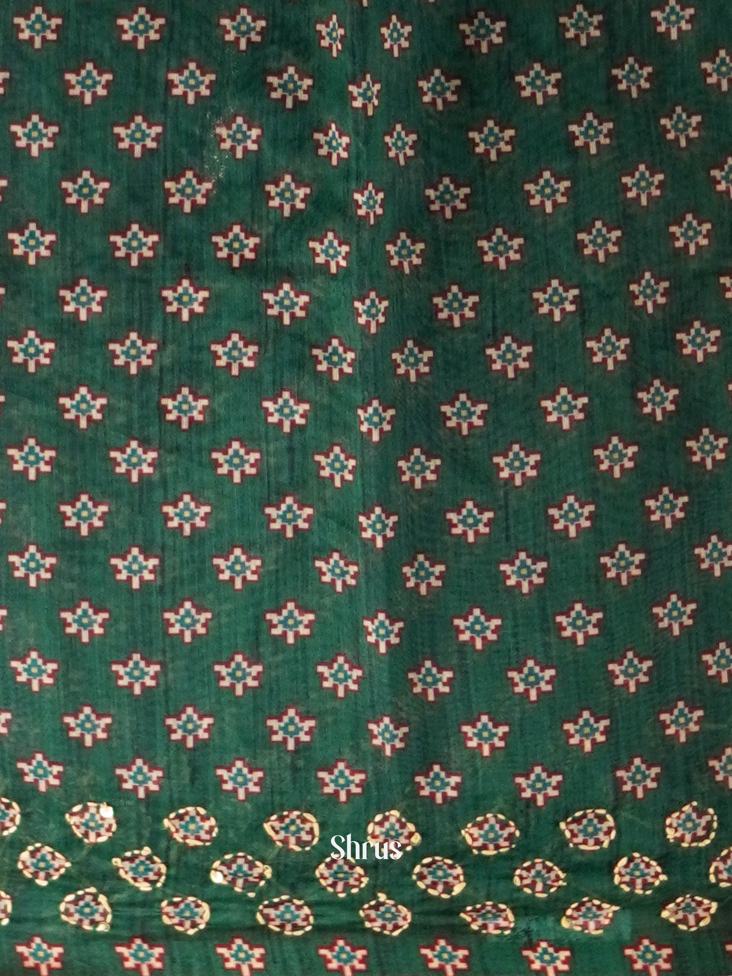Green & Maroon - Semi Kantha Saree - Shop on ShrusEternity.com