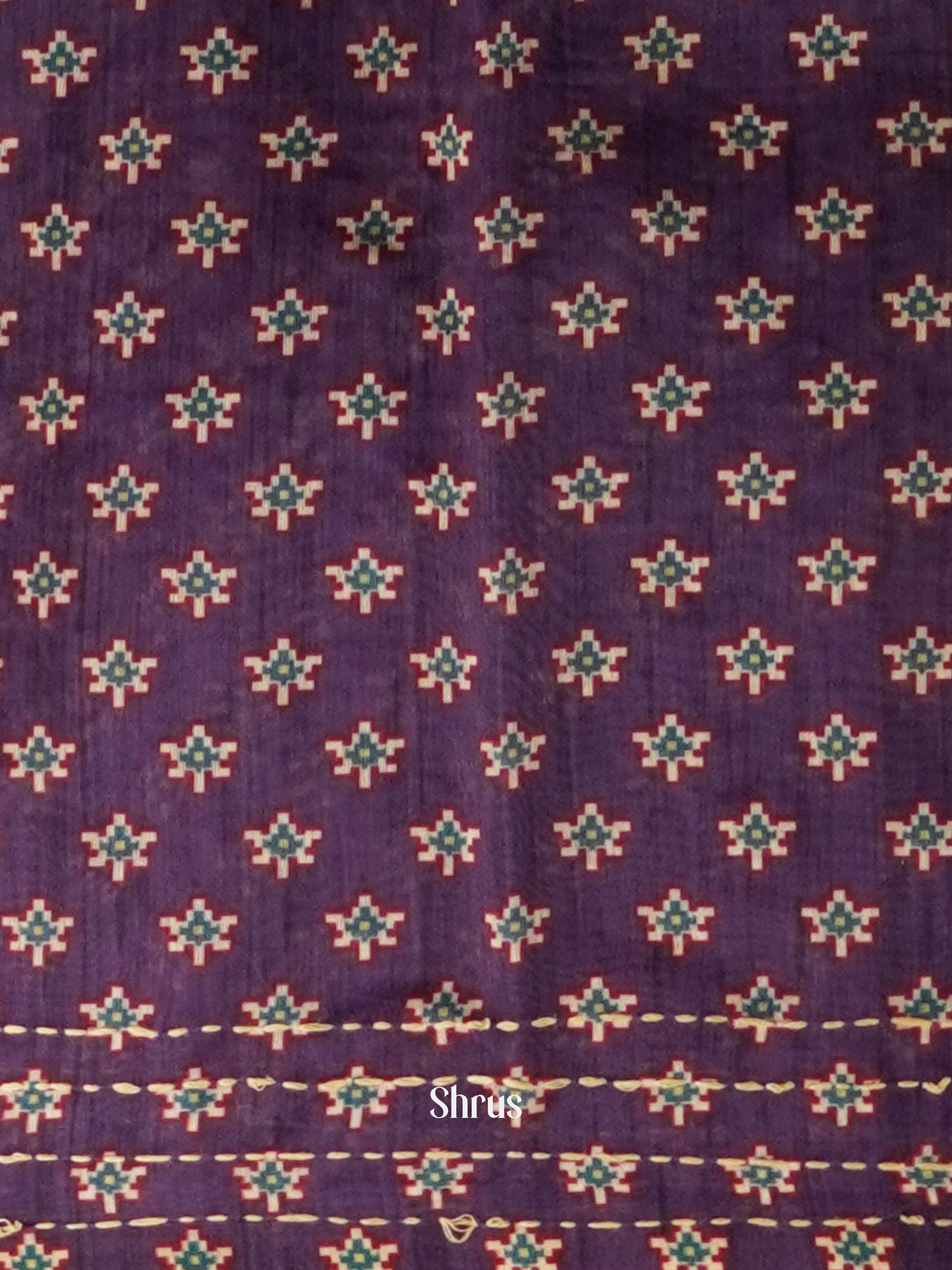 Red & Purple - Semi Kantha Saree - Shop on ShrusEternity.com