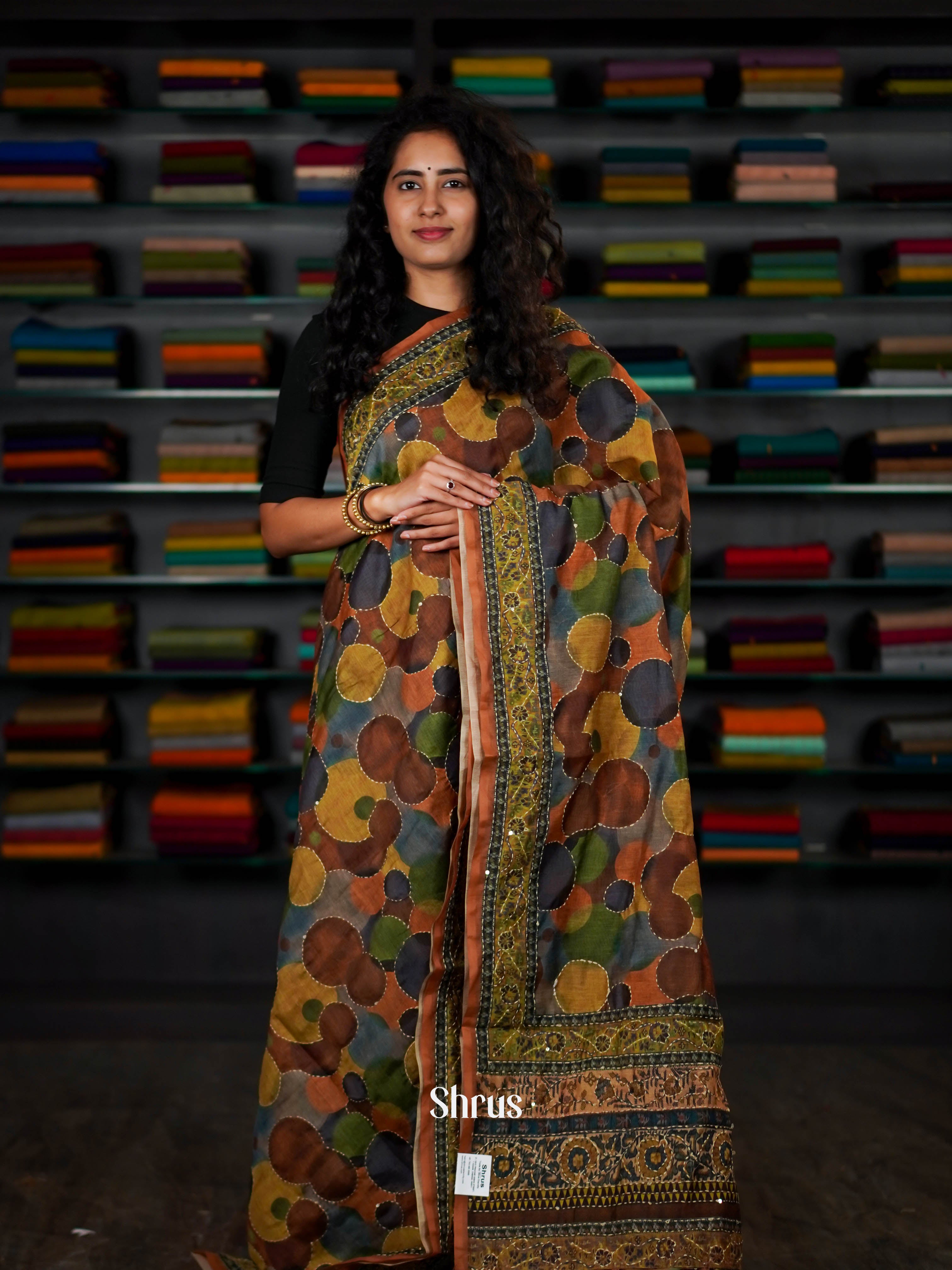 Mixture Of Colours - Semi Kantha Saree - Shop on ShrusEternity.com