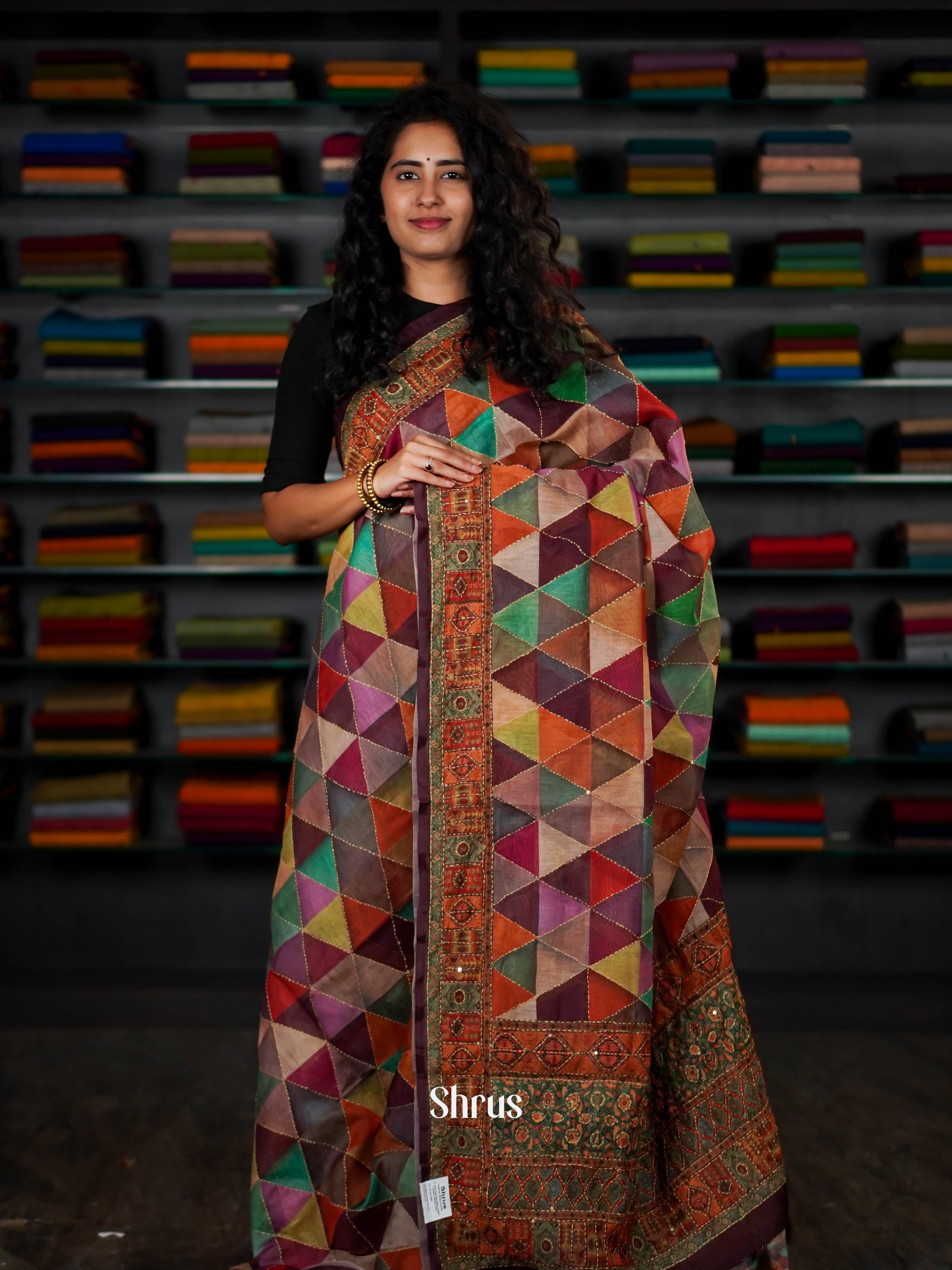 Mixture Of Colors - Semi Kantha Saree - Shop on ShrusEternity.com