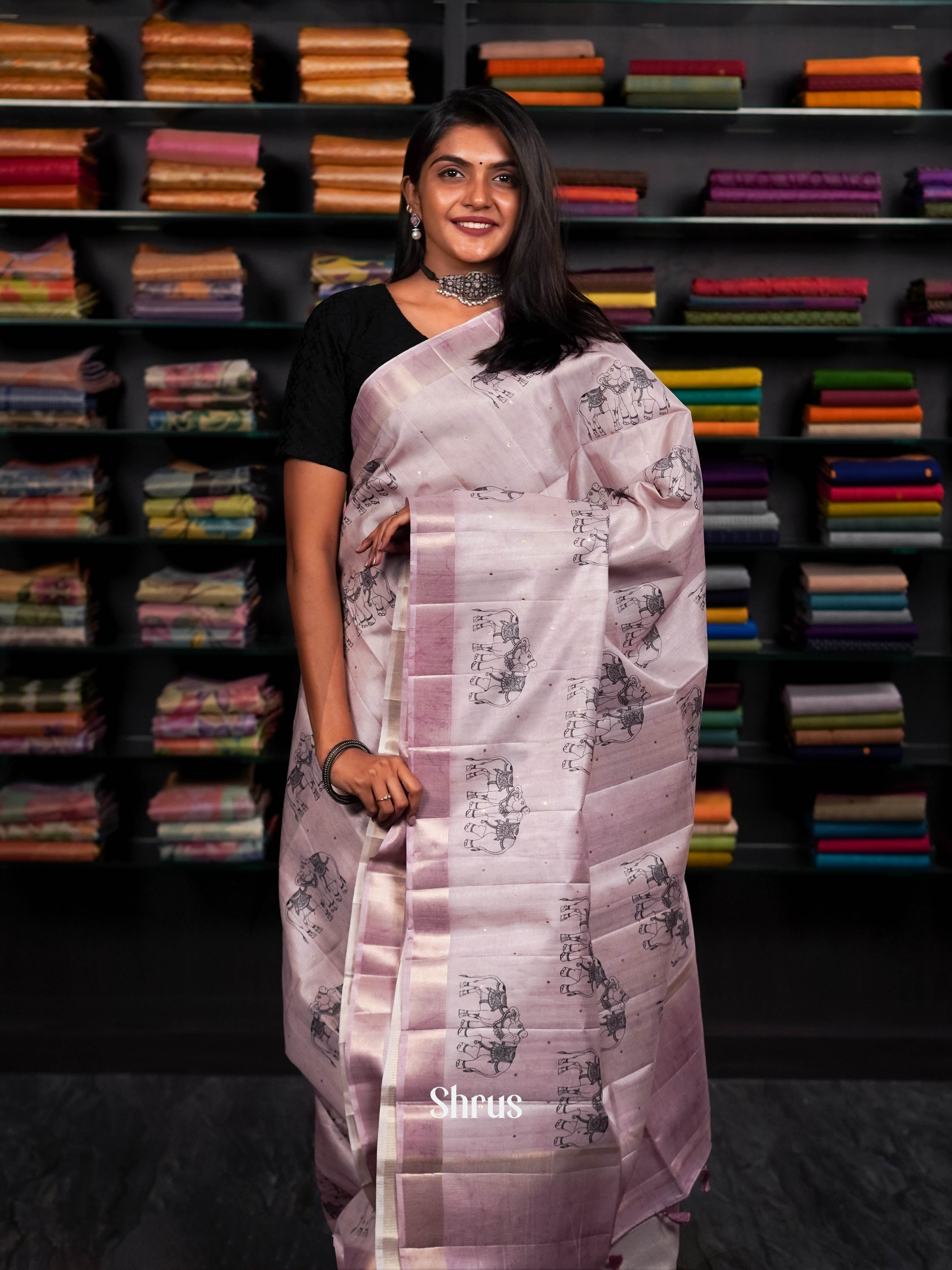 Baby Pink- Moonga silk Saree - Shop on ShrusEternity.com