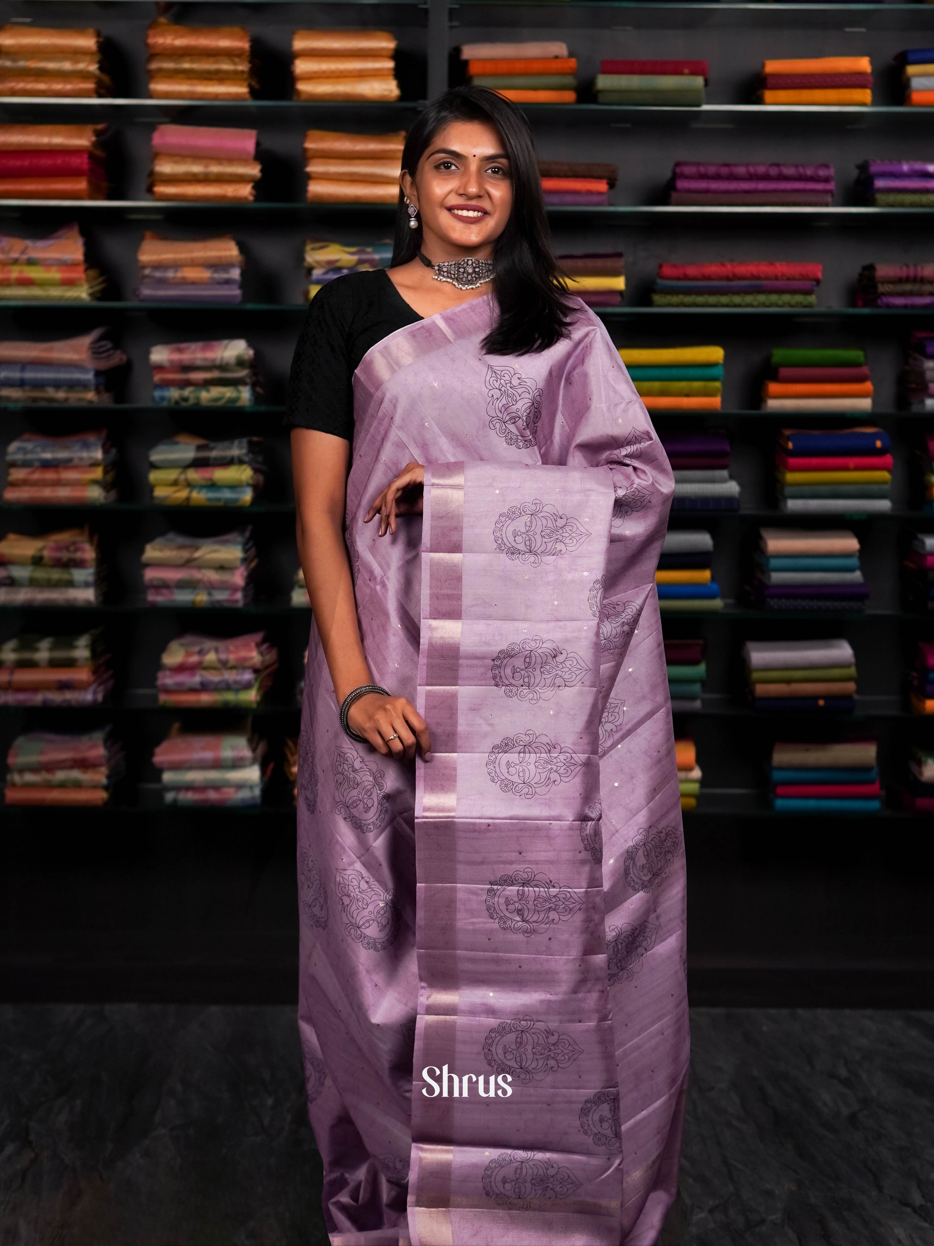 Lavender - Moonga silk Saree - Shop on ShrusEternity.com