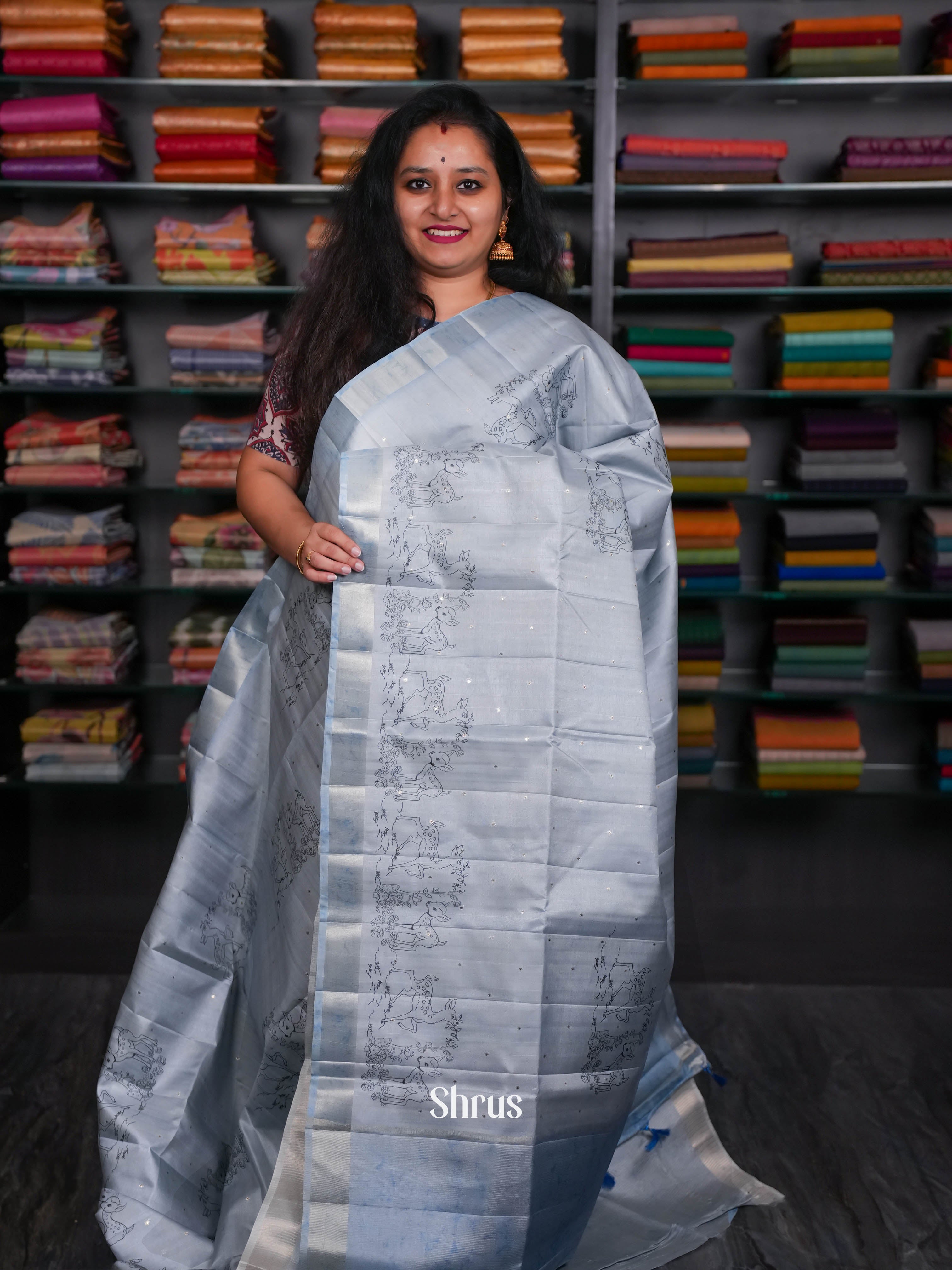 Blue - Moonga Silk Saree - Shop on ShrusEternity.com