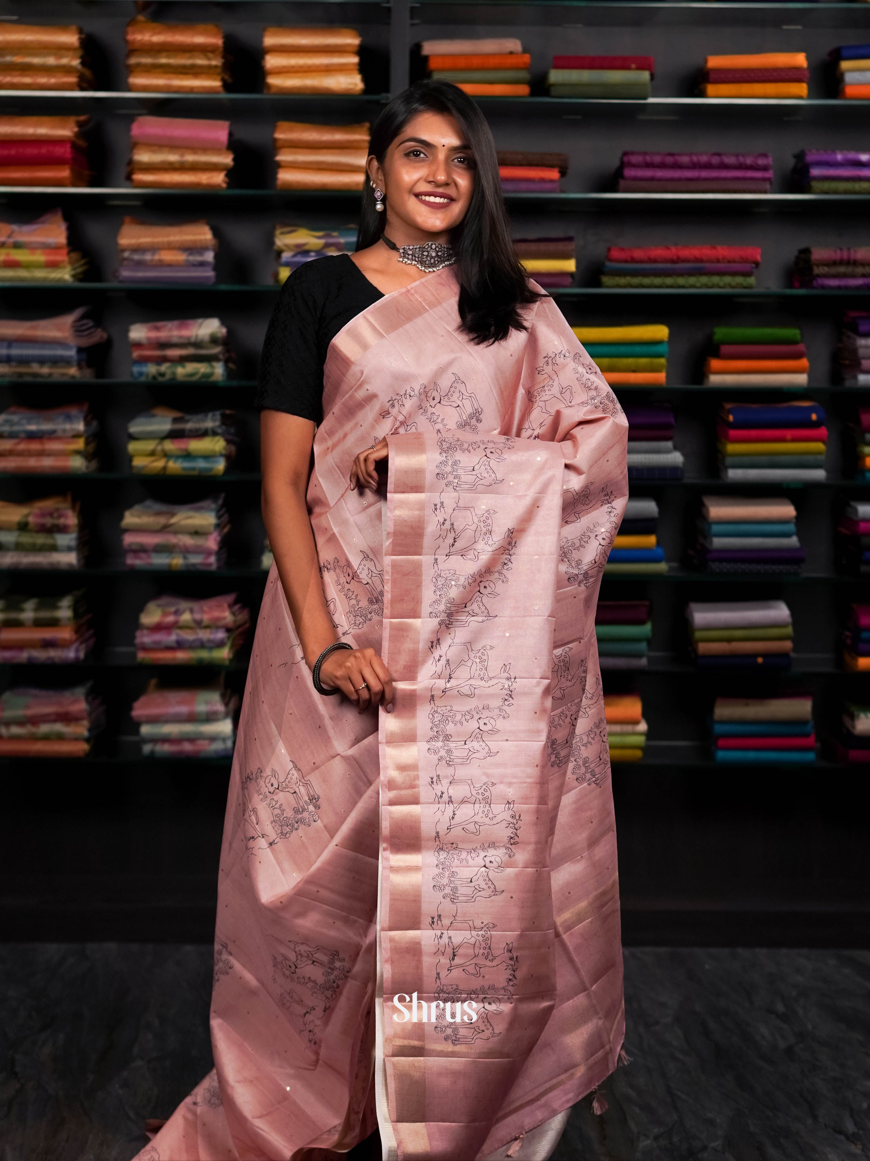 Pink - Moonga silk Saree - Shop on ShrusEternity.com