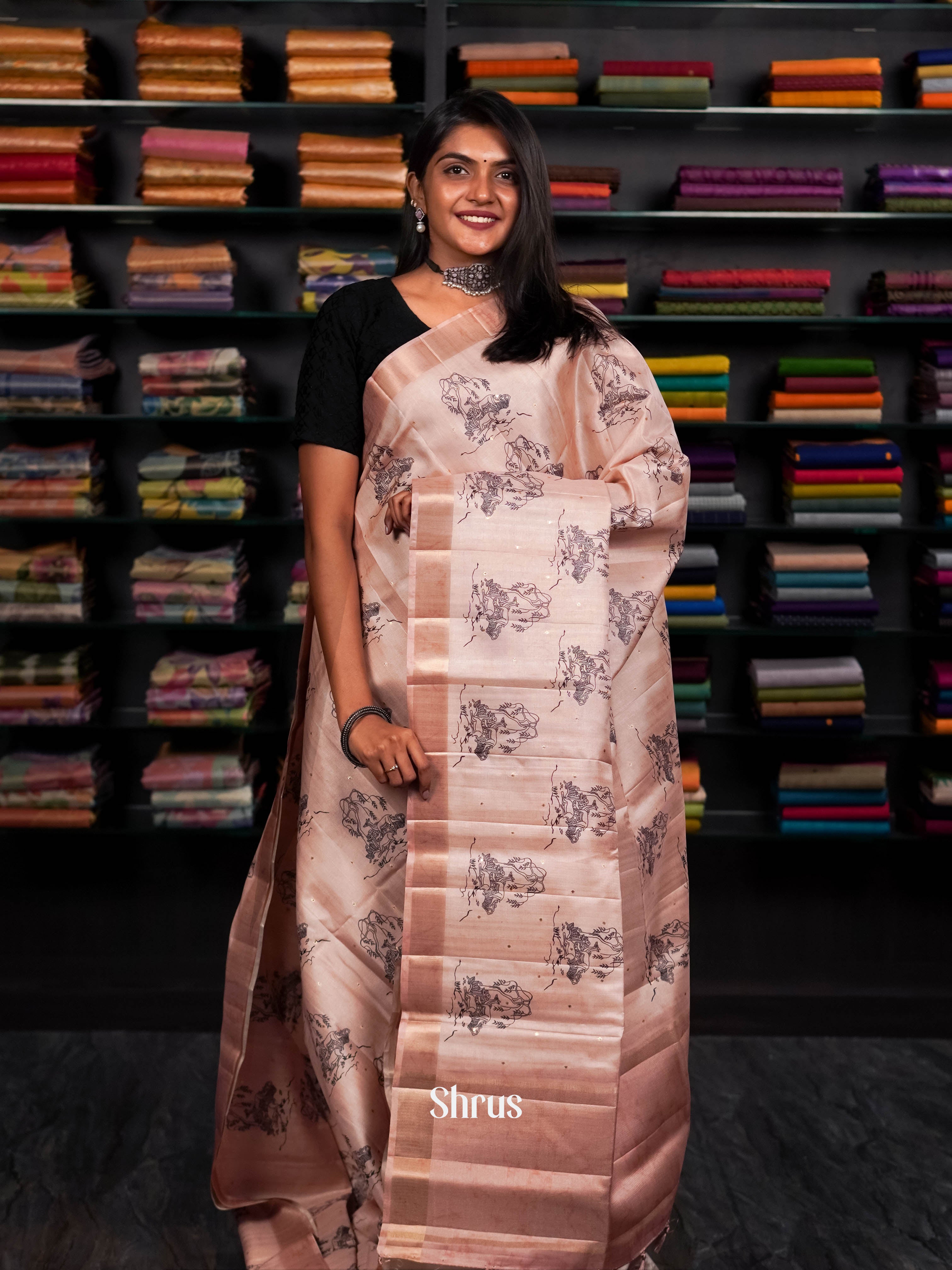 Lite pink - Moonga silk Saree - Shop on ShrusEternity.com