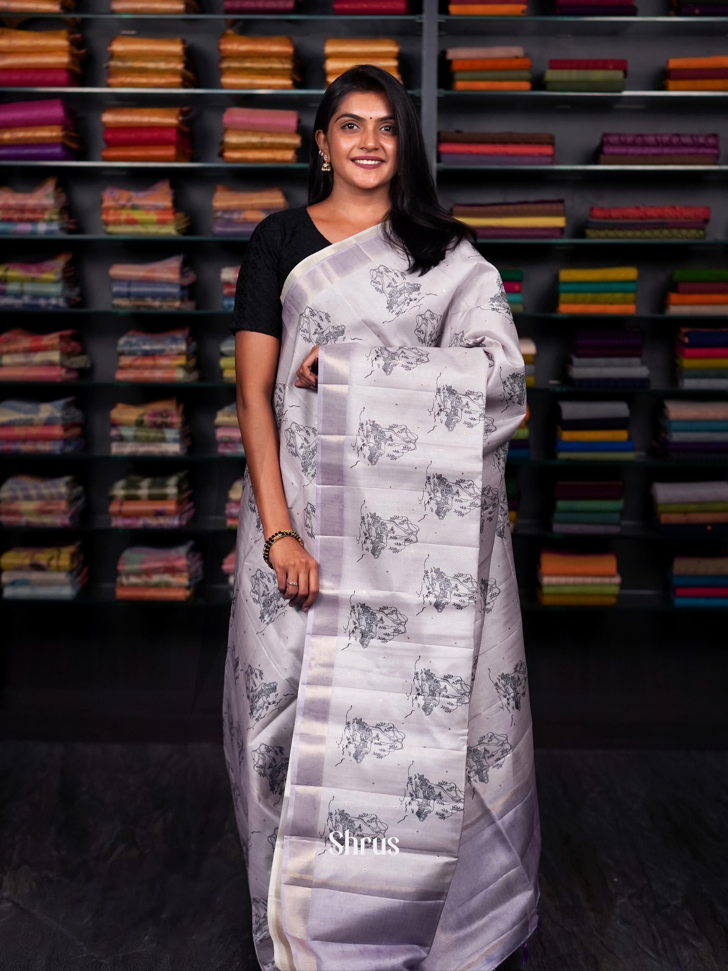 Very Light purple - Moonga silk Saree - Shop on ShrusEternity.com