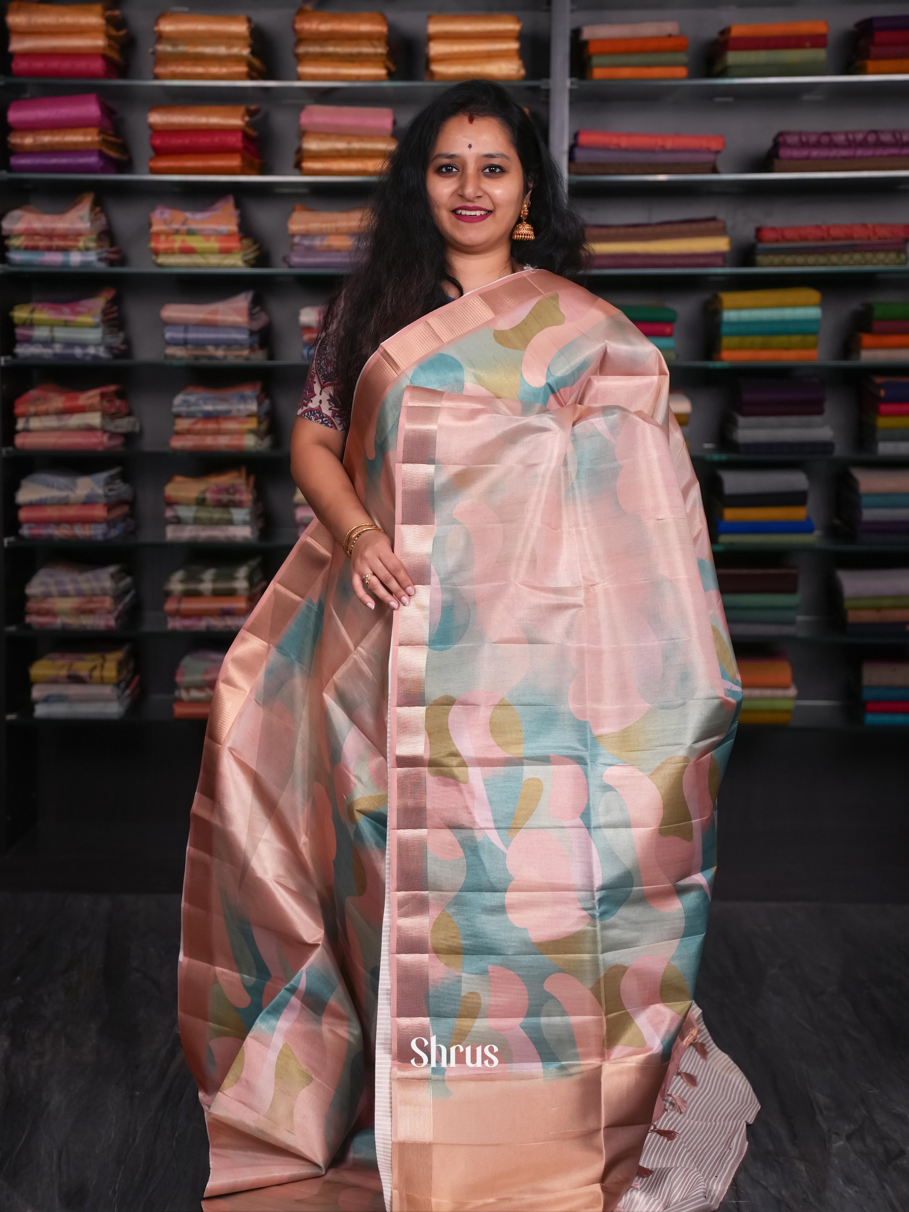 Peachy Pink - Moonga Silk Saree - Shop on ShrusEternity.com