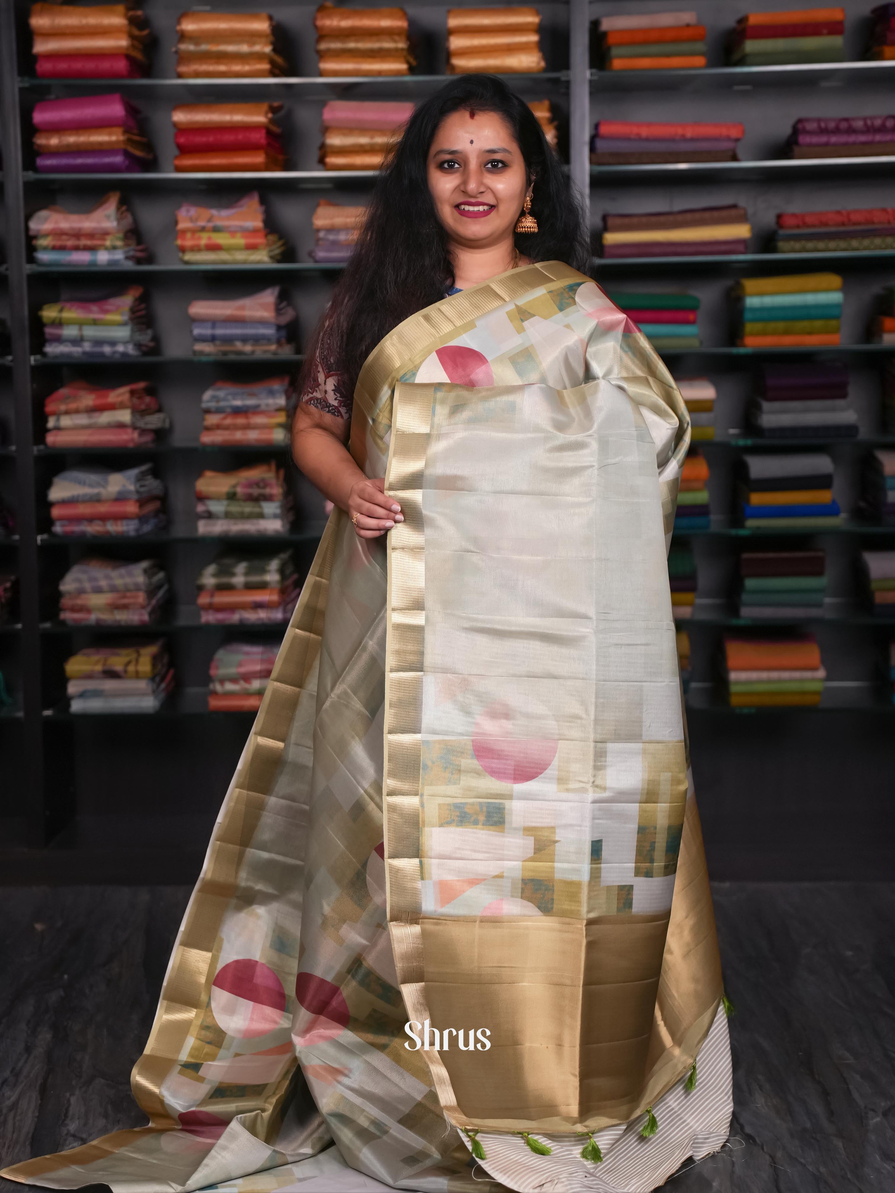 Lite green & Gold - Moonga Silk Saree - Shop on ShrusEternity.com