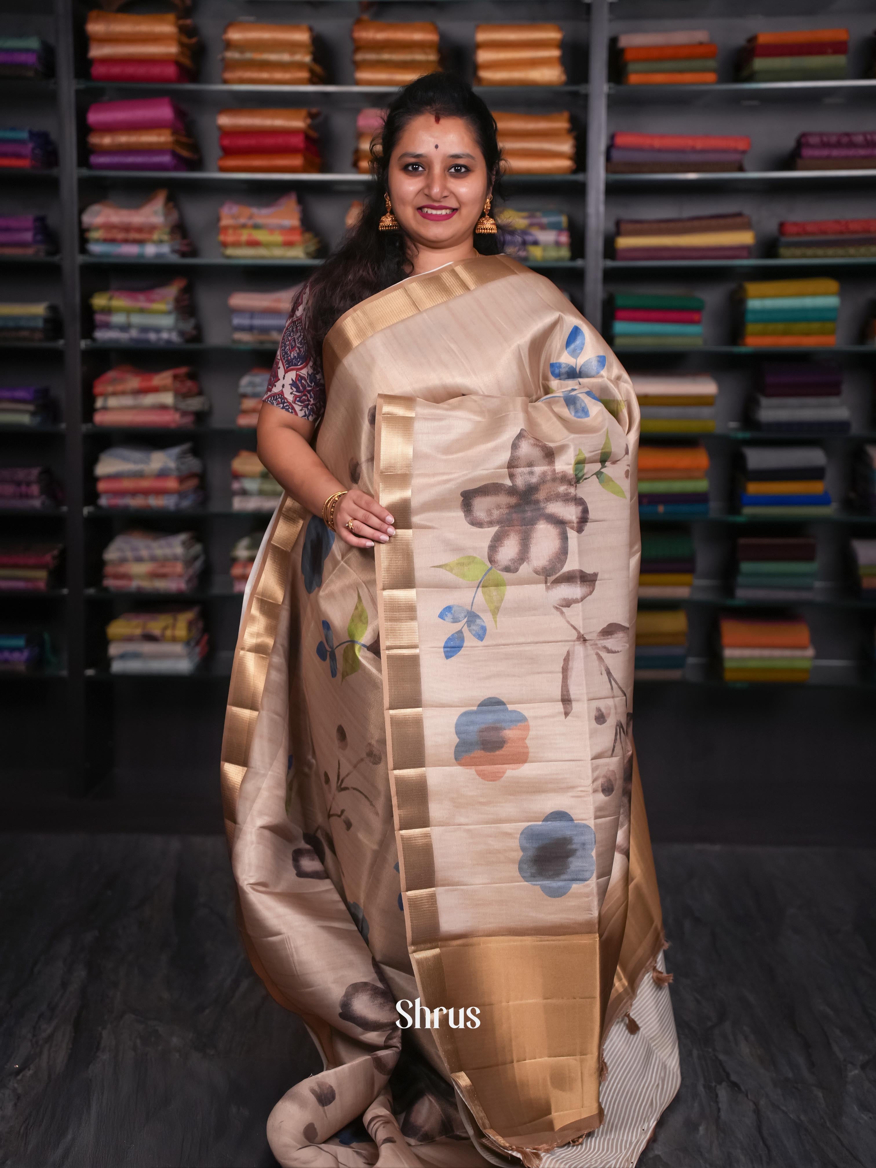 Brown - Moonga Silk Saree - Shop on ShrusEternity.com