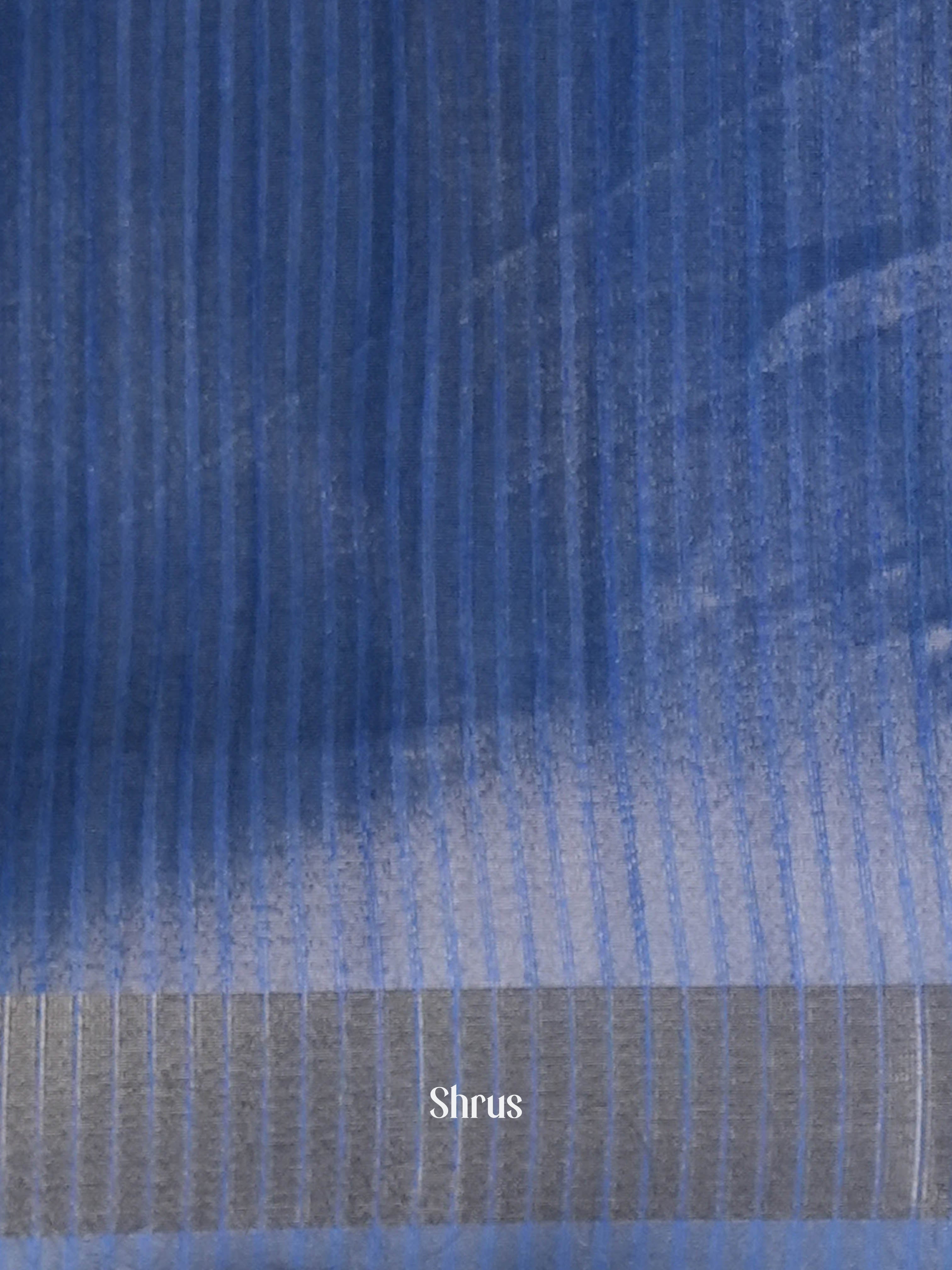 Grey & Blue- Moonga Silk Saree - Shop on ShrusEternity.com