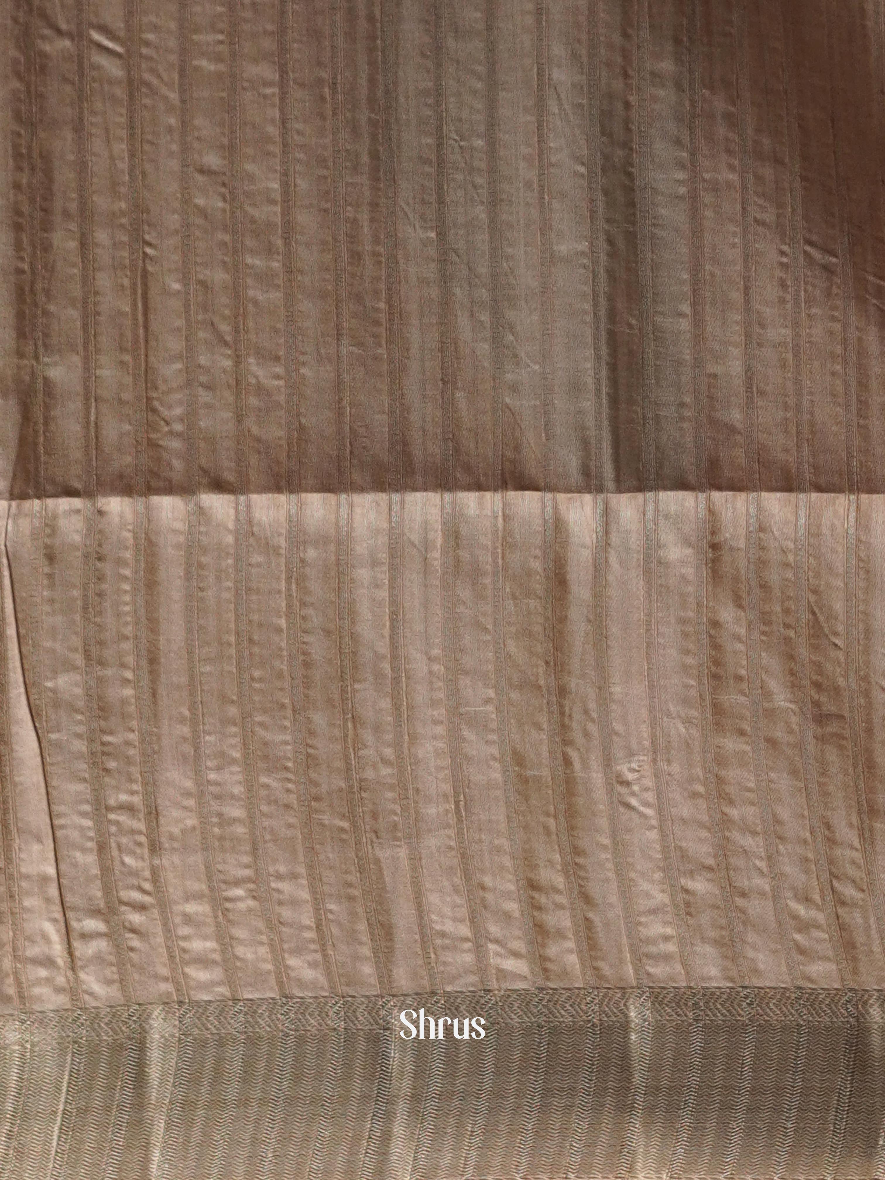 Light Gold Cream Color & brown - Moonga silk Saree - Shop on ShrusEternity.com
